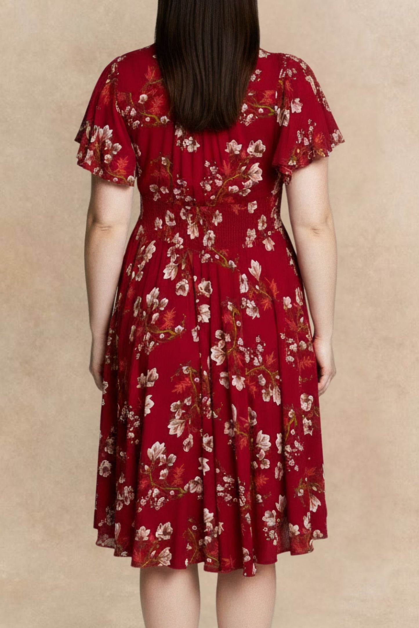 Dimi Floral Short Dress Smocked Waist Pockets