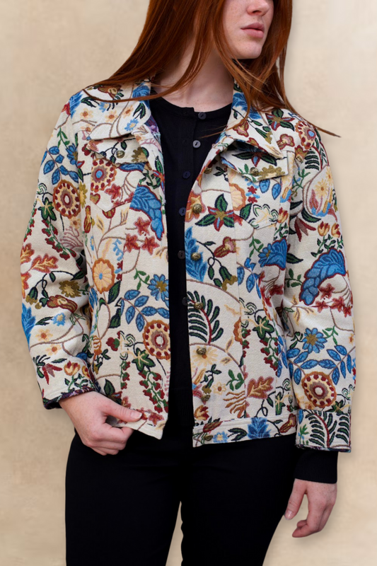 Elodie Veste Motif Fleuri Texturé Broderie D'Inspiration Vintage Femme