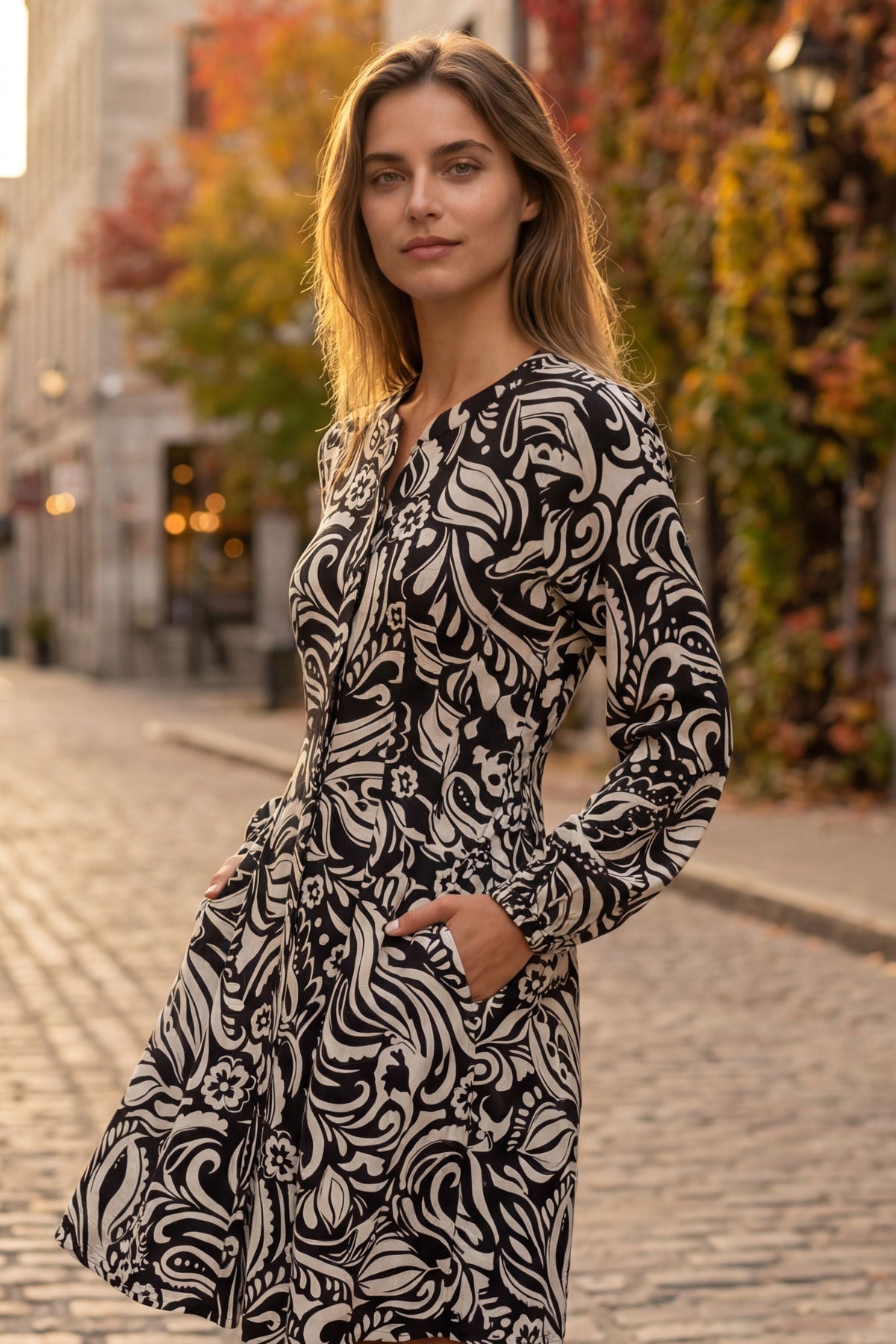 Robe imprimée Eleanor à manches longues 