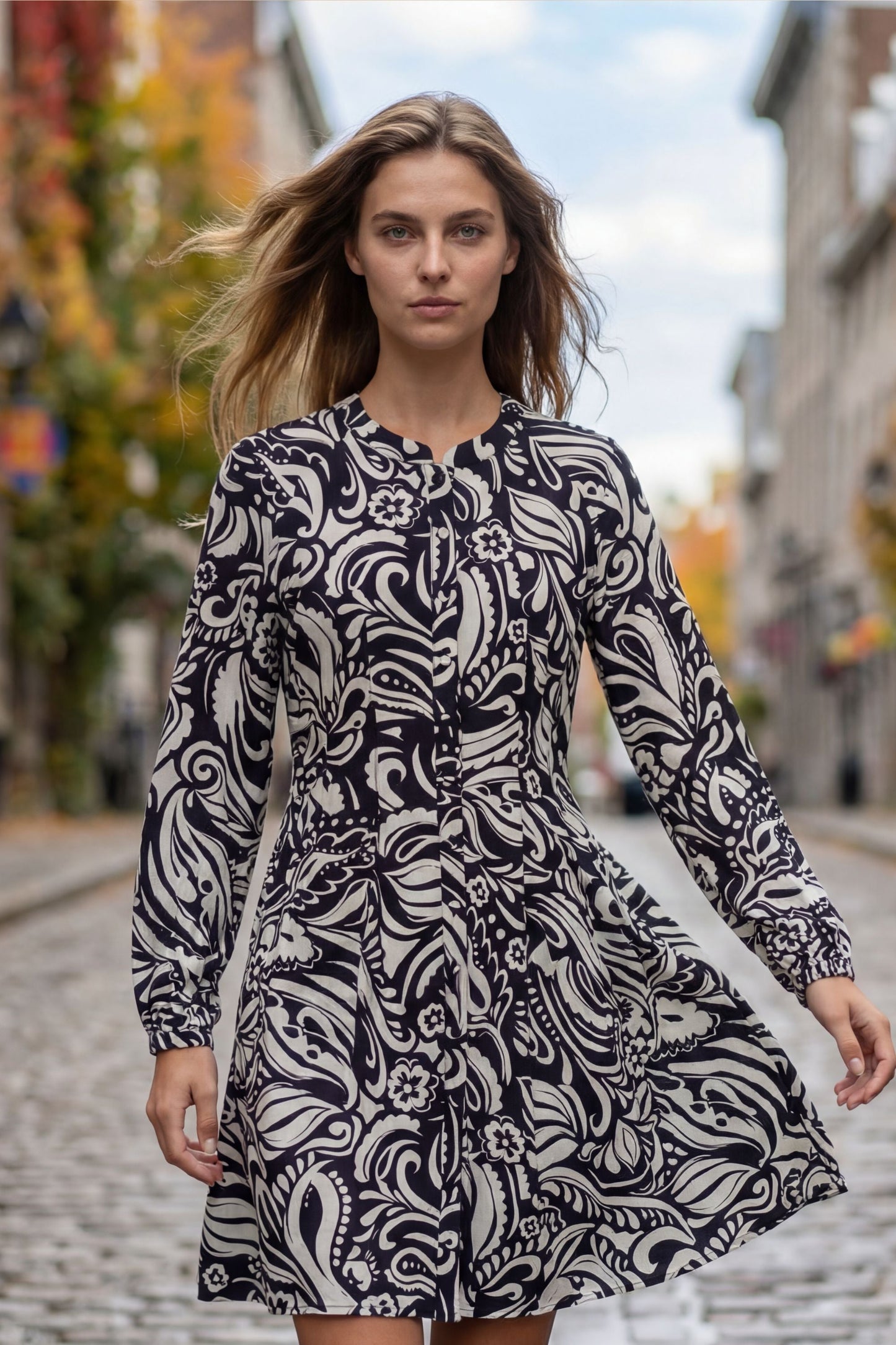 Eleanor Printed Long Sleeve Dress