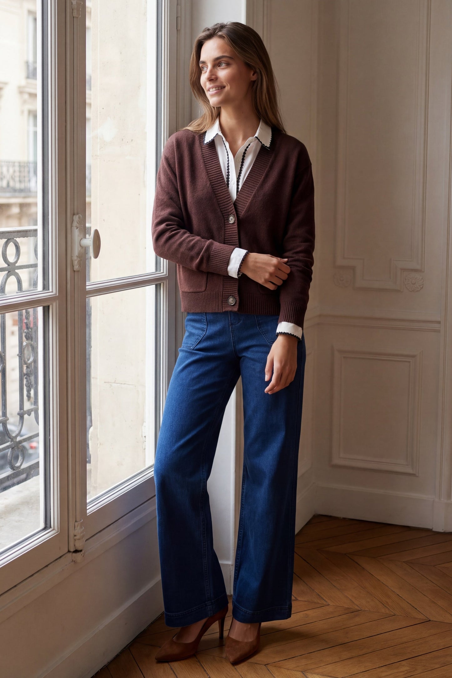 Éliane Button V-Neck Knit Cardigan
