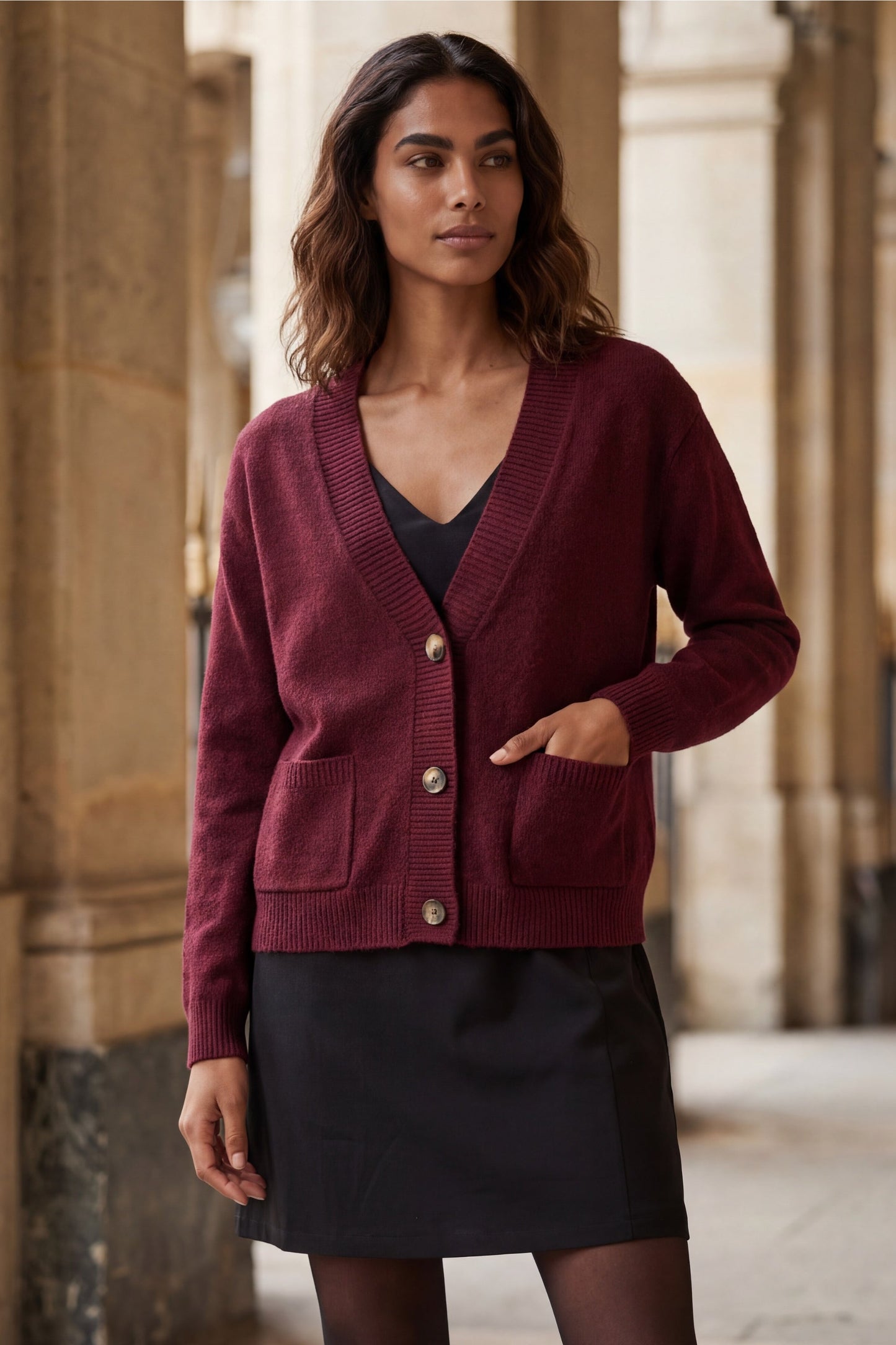 Éliane Button V-Neck Knit Cardigan