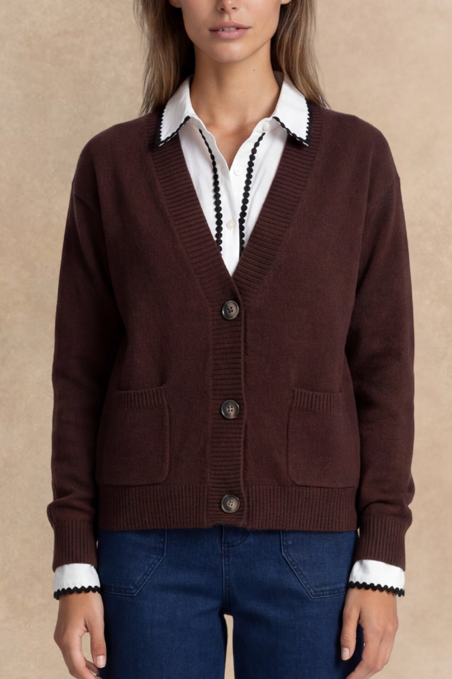 Éliane Button V-Neck Knit Cardigan