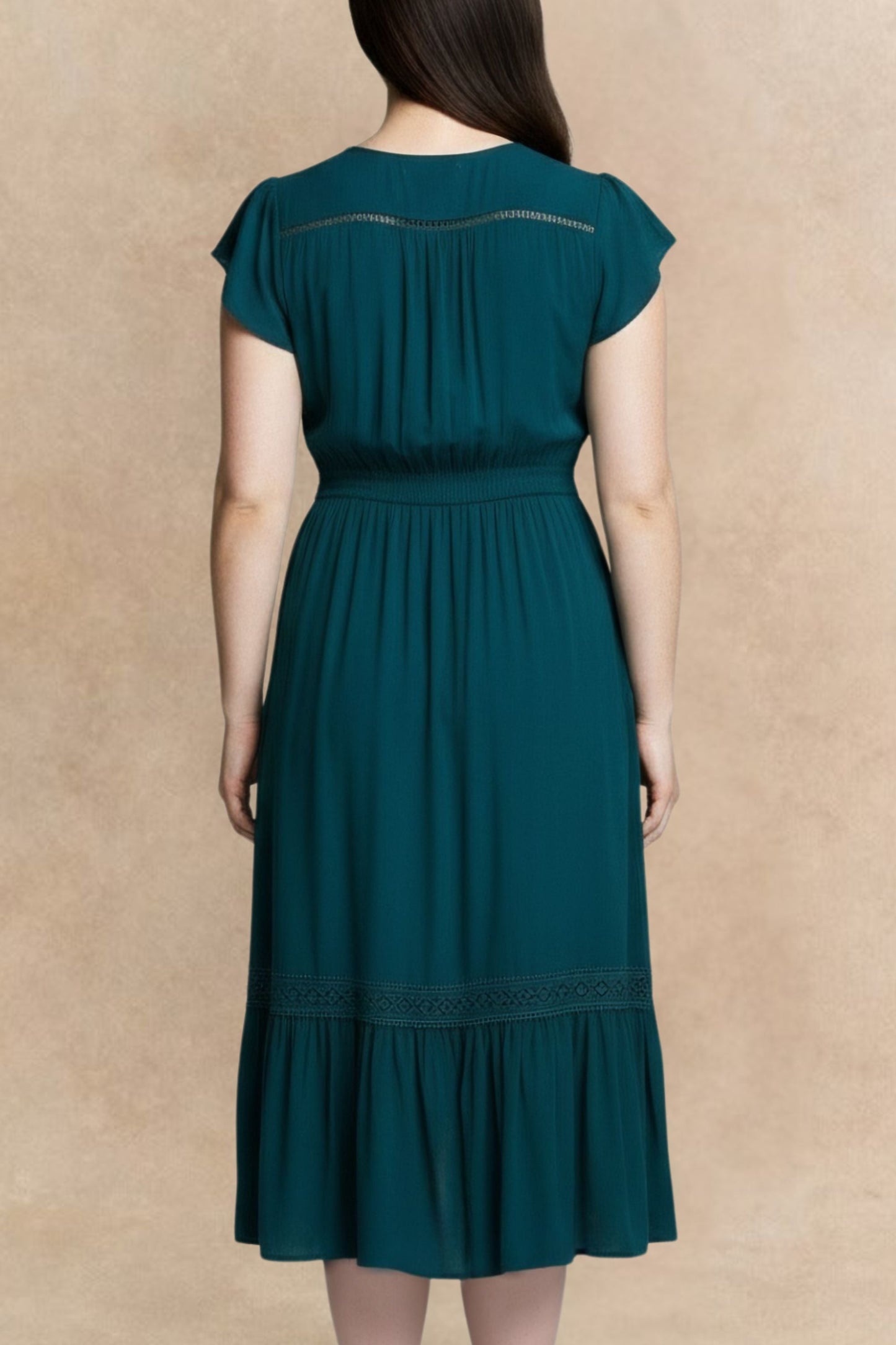 Elise Solid Boho Button Dress