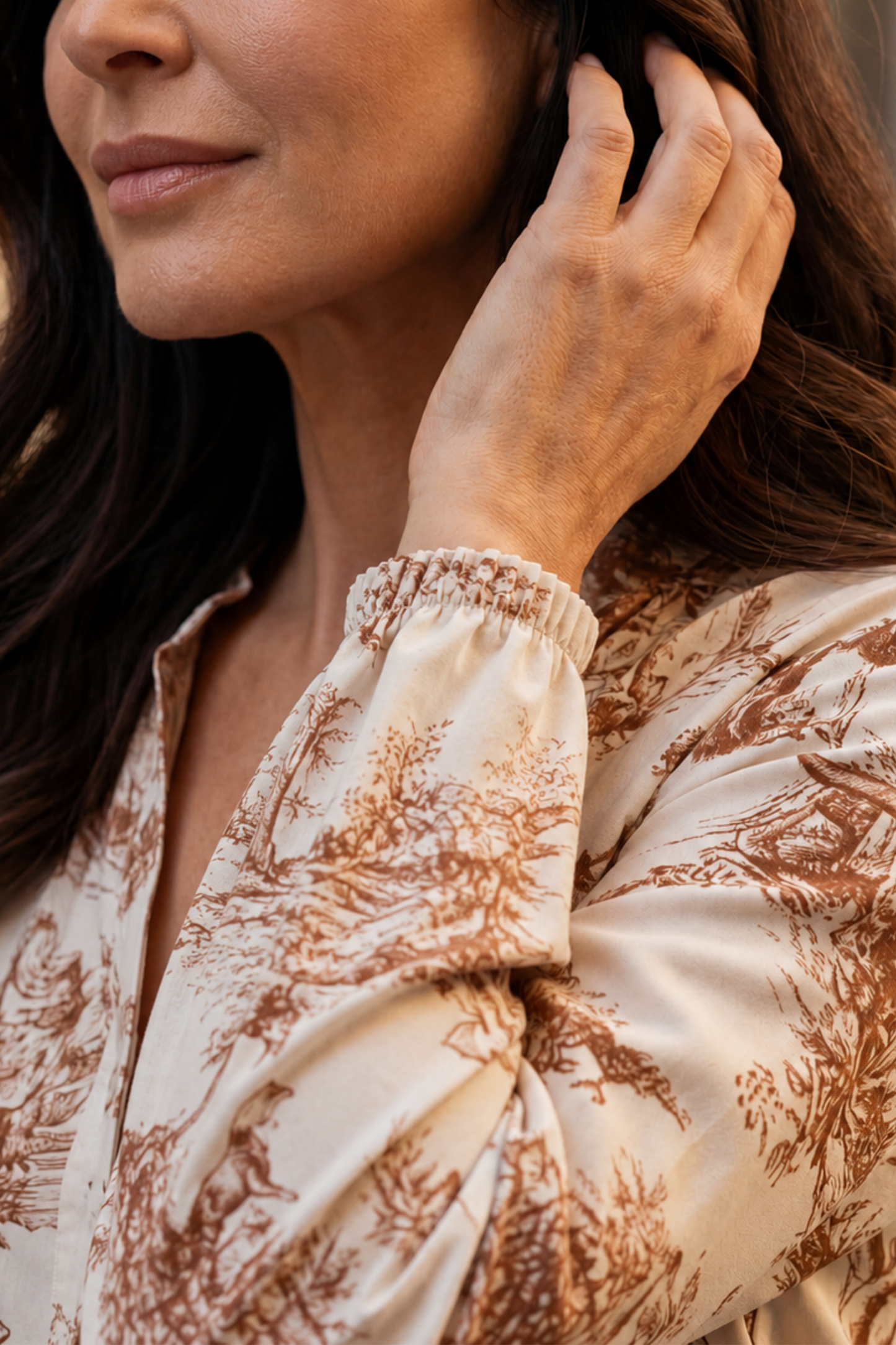 Ella Shirt Button Front Toile de Jouy
