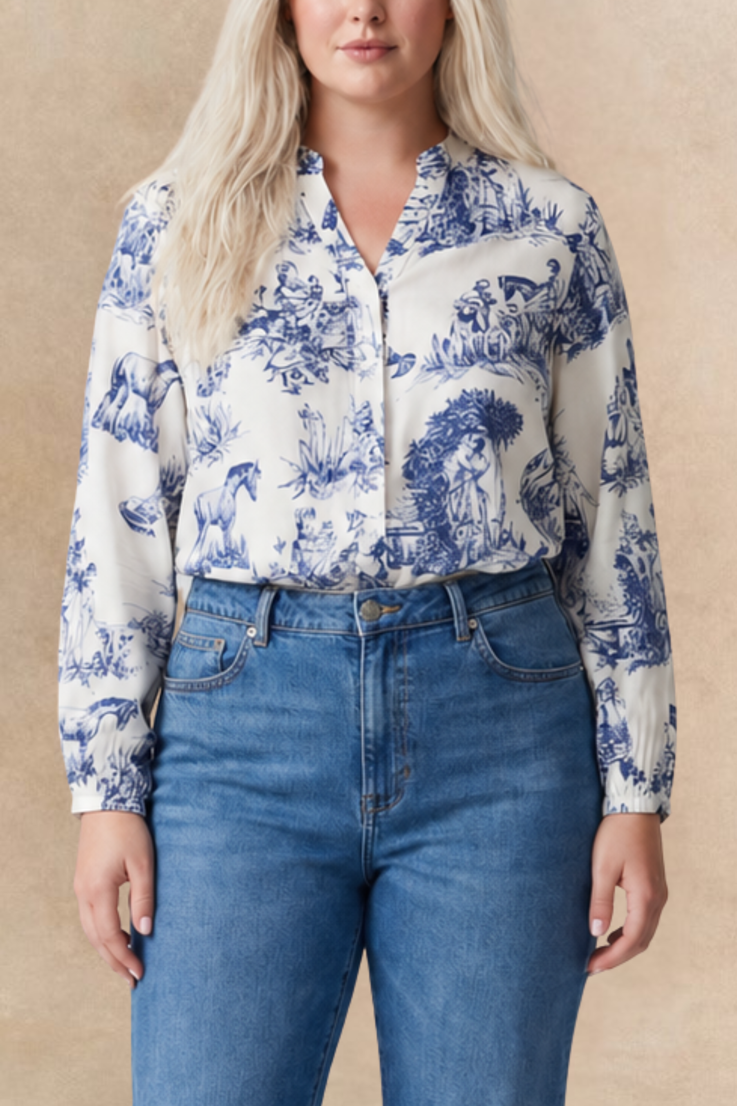 Ella Shirt Button Front Toile de Jouy