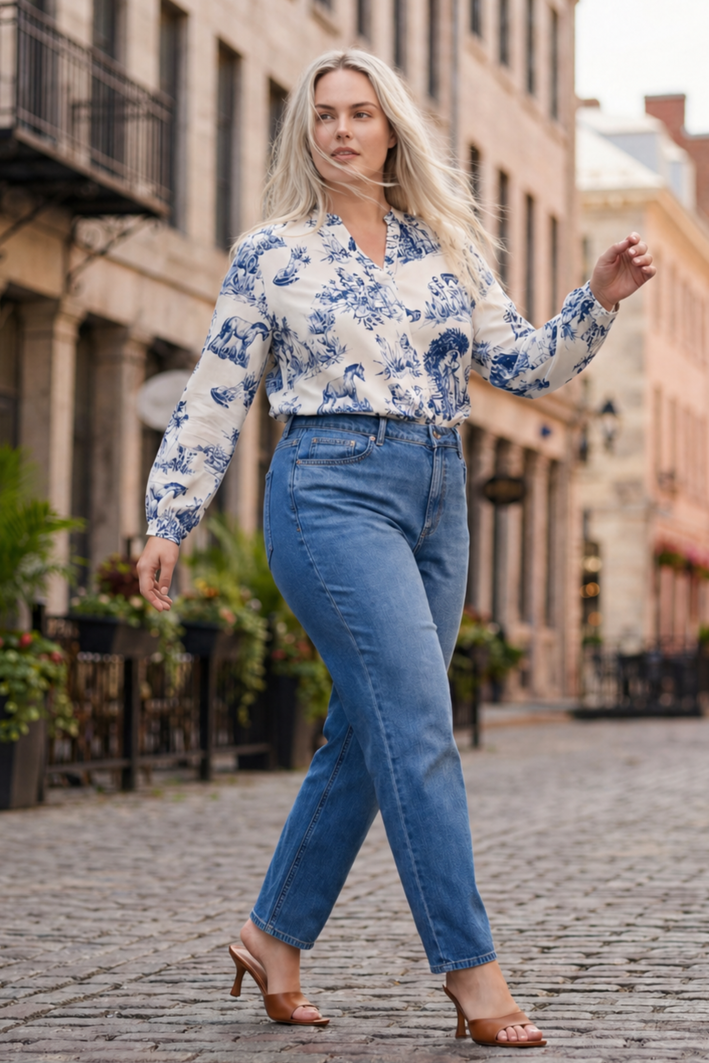 Ella Shirt Button Front Toile de Jouy