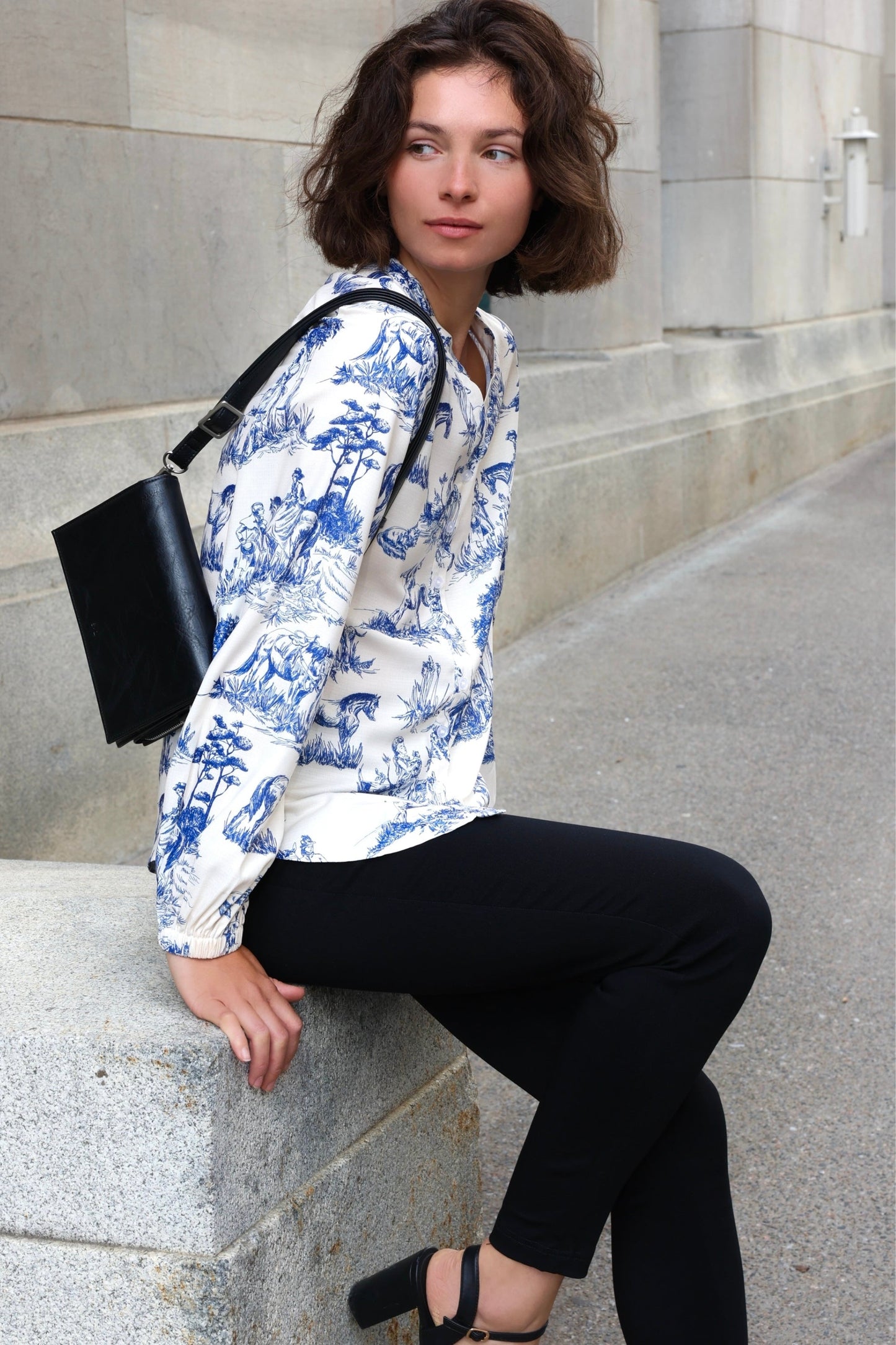 Ella Shirt Button Front Toile de Jouy