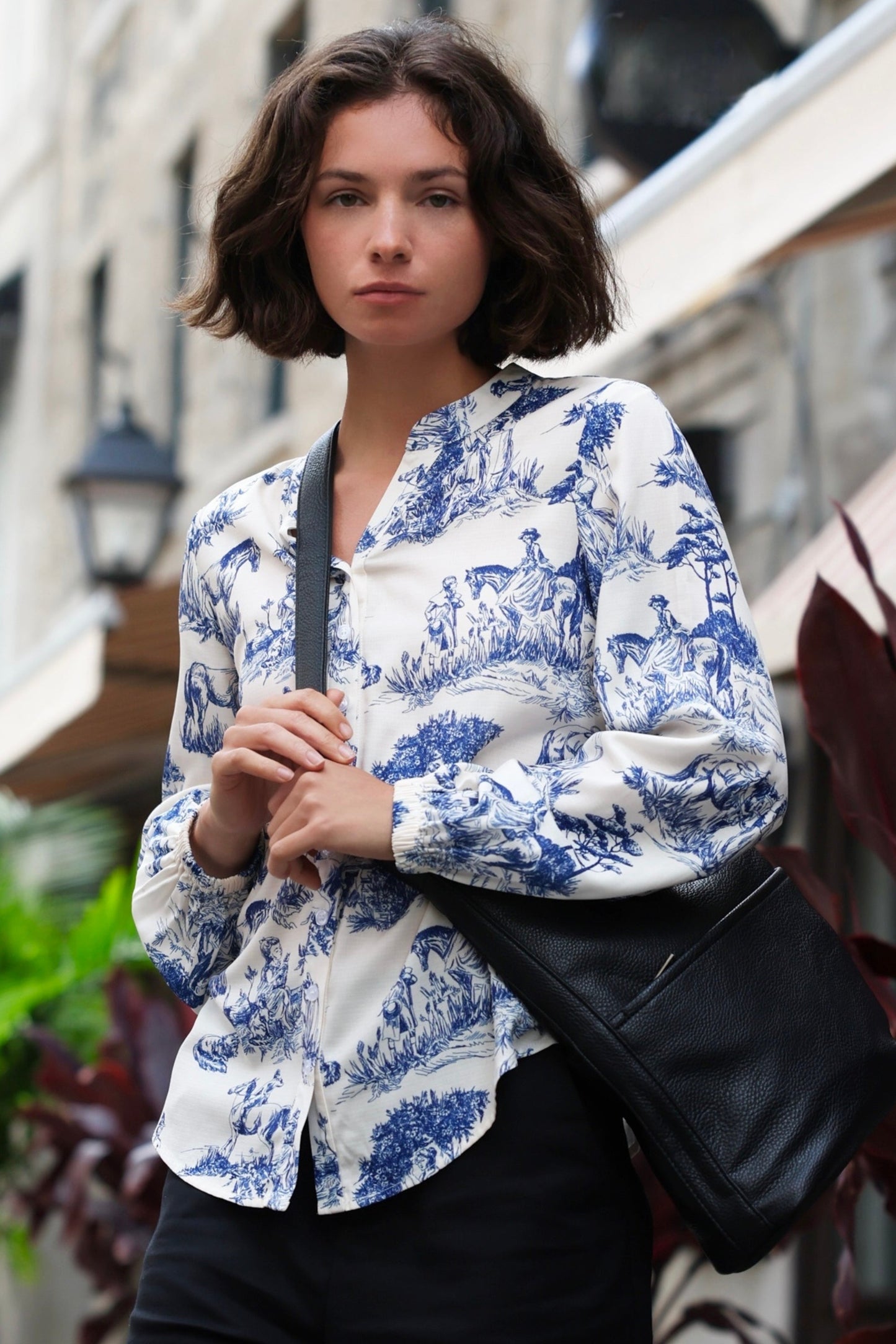 Ella Shirt Button Front Toile de Jouy