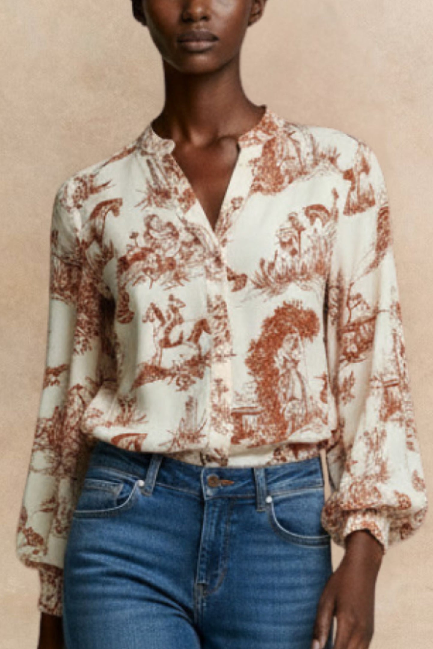 Ella Shirt Button Front Toile de Jouy