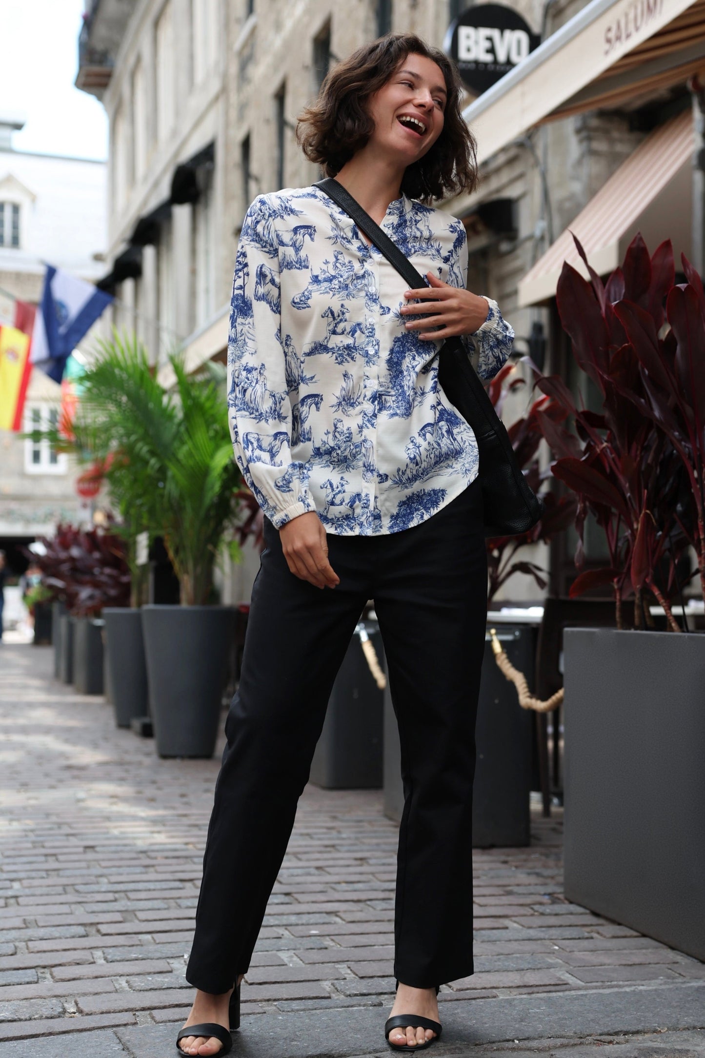 Ella Shirt Button Front Toile de Jouy
