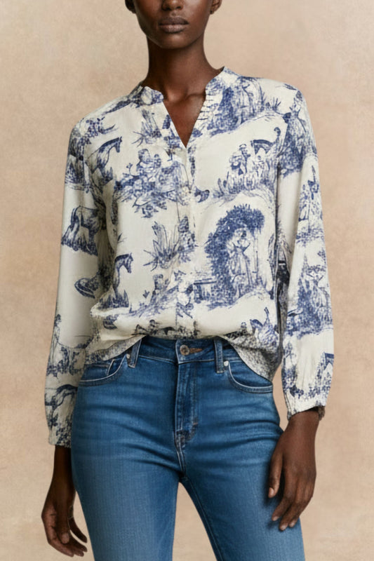 Ella Shirt Button Front Toile de Jouy
