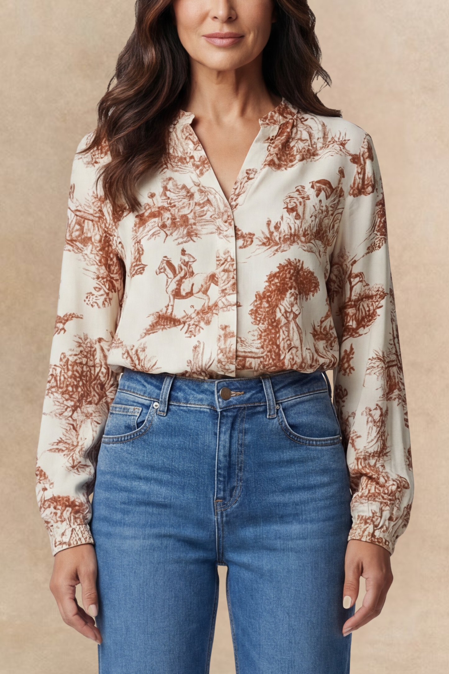Ella Shirt Button Front Toile de Jouy