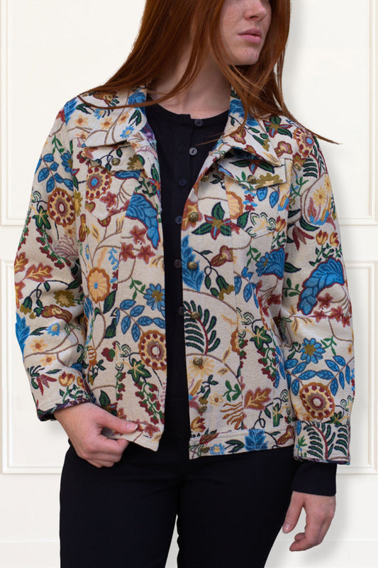 Elodie Women's Tapestry Floral Jacket Vintage-Inspired Embroidery