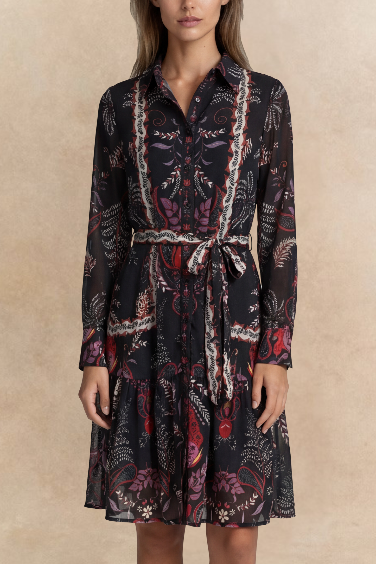 Etna Black Boho Shirt Dress