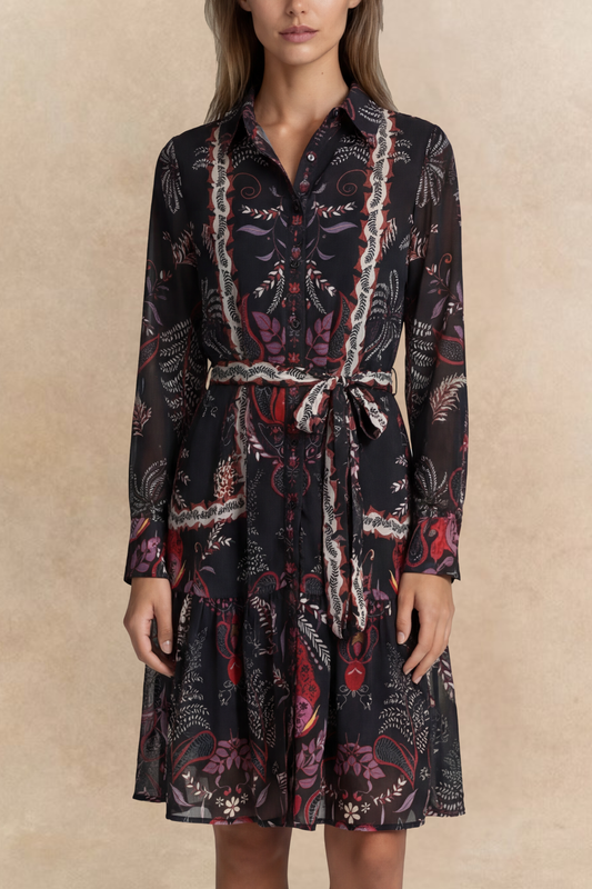Etna Black Boho Shirt Dress