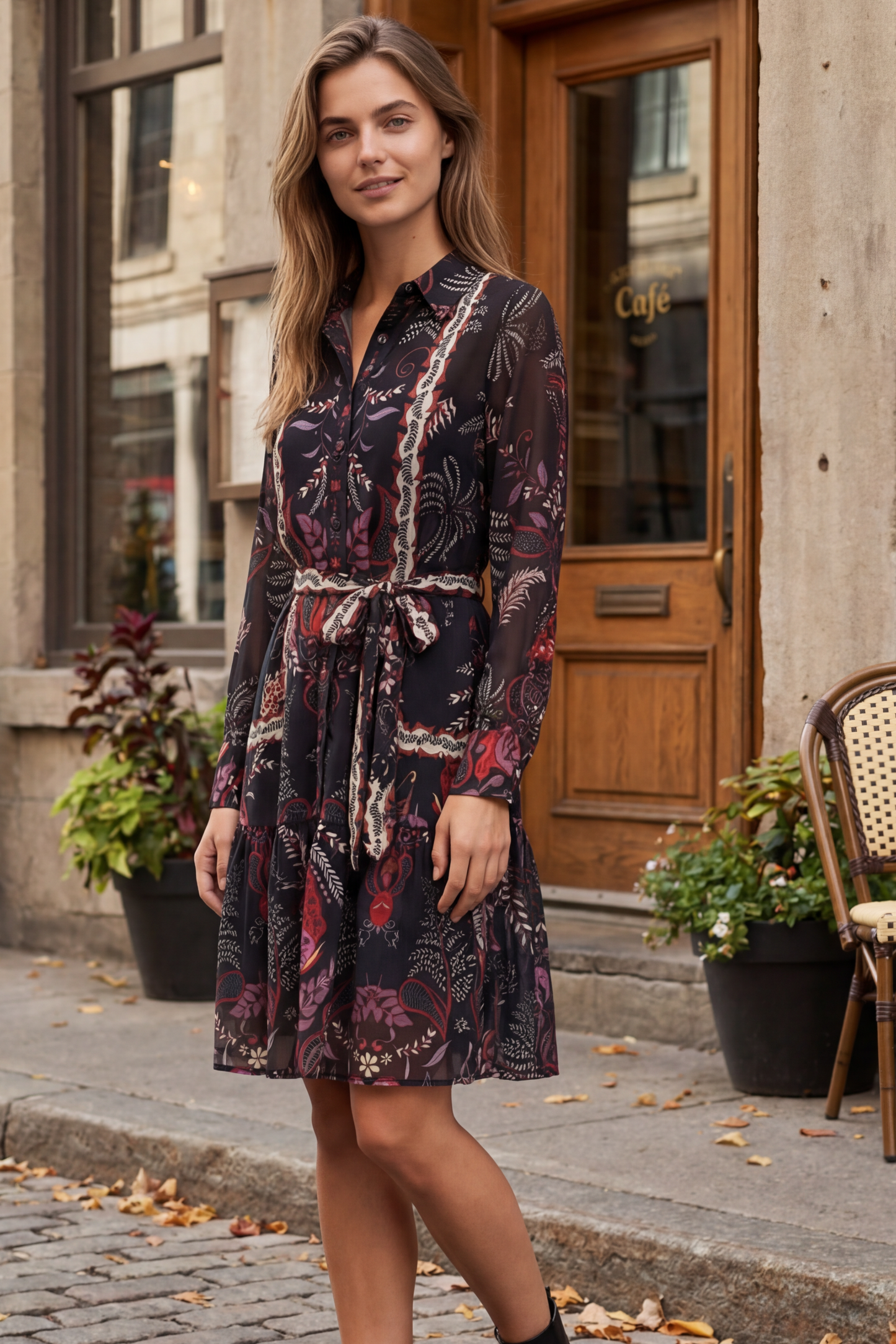 Etna Black Boho Shirt Dress