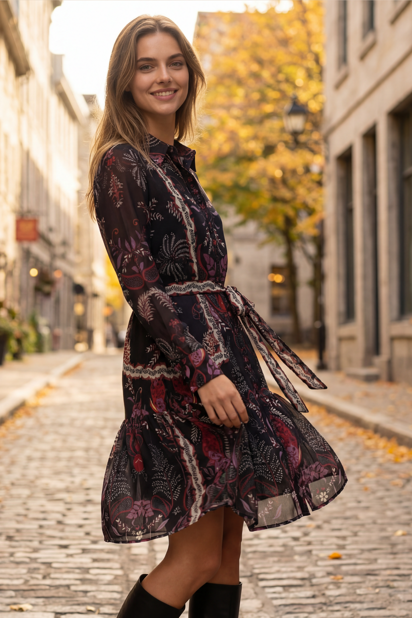 Etna Black Boho Shirt Dress