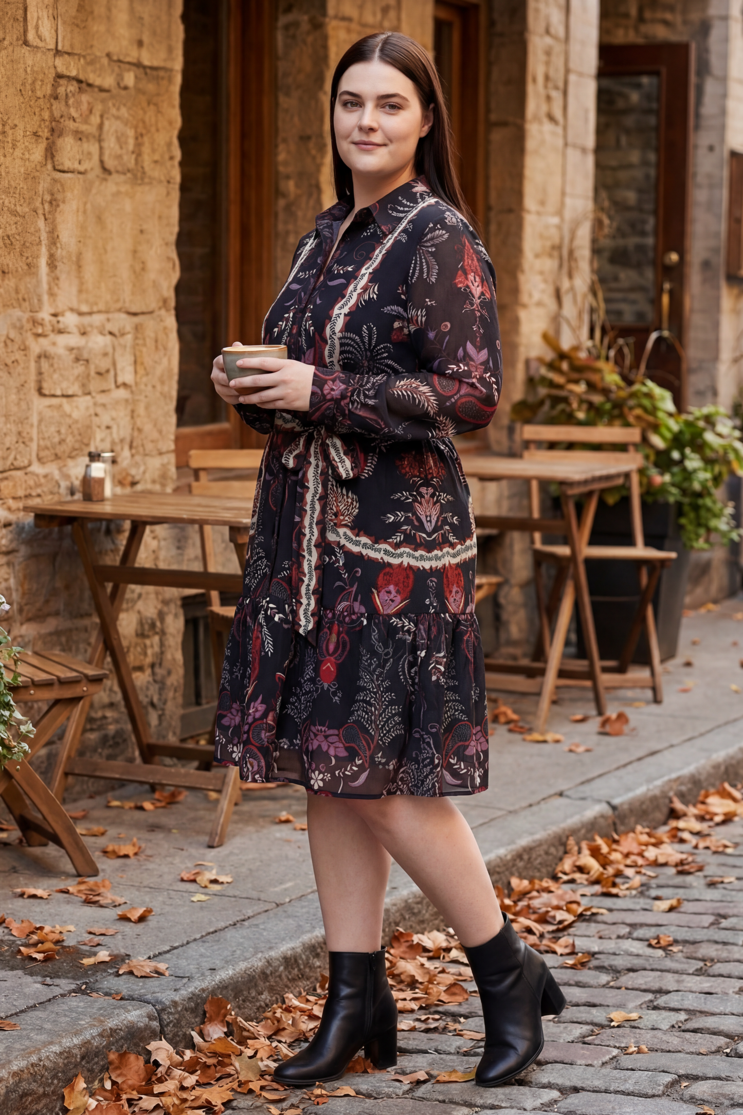 Etna Black Boho Shirt Dress