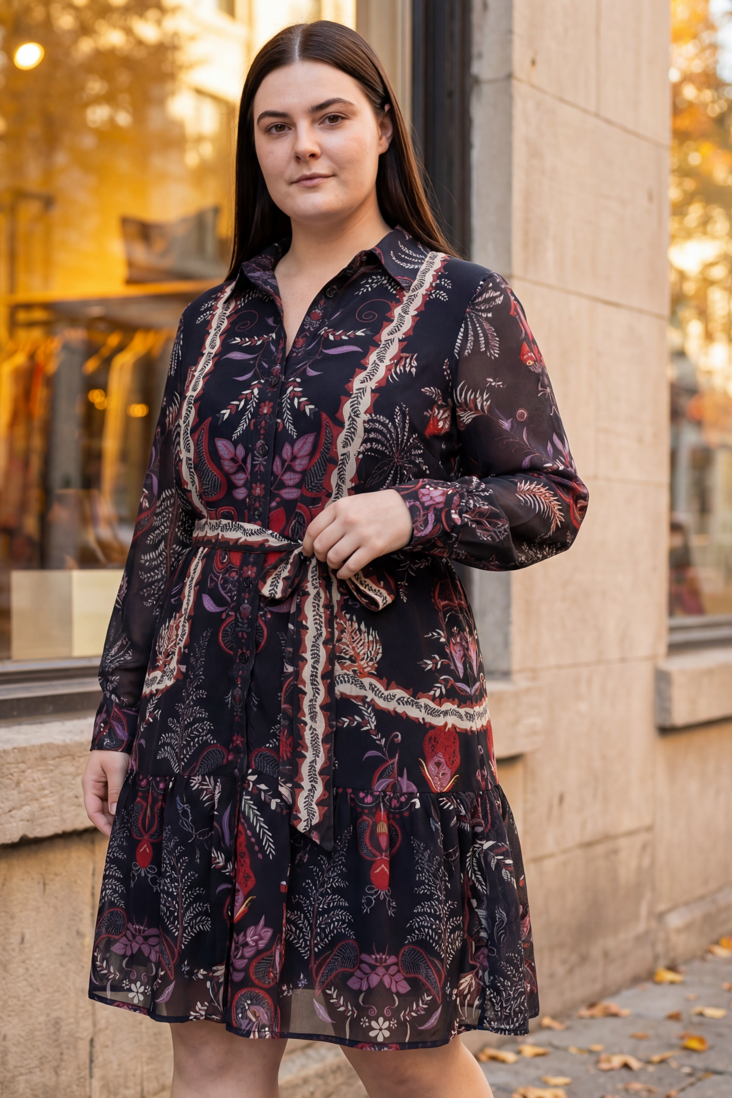 Etna Black Boho Shirt Dress