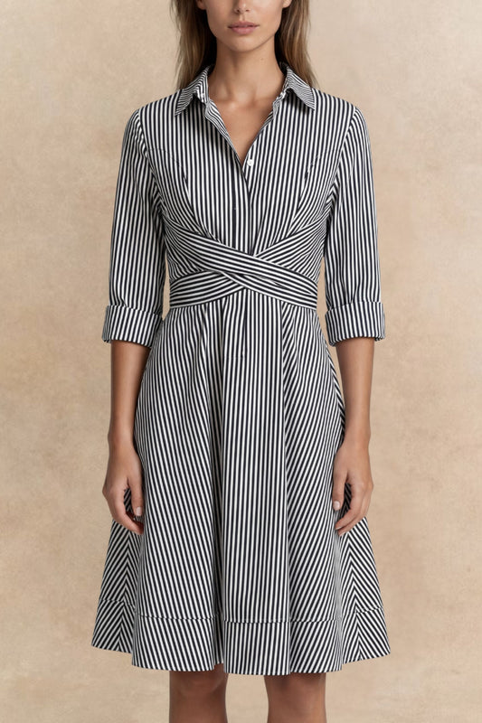 Estelle Striped Shirt Dress Tie Waist