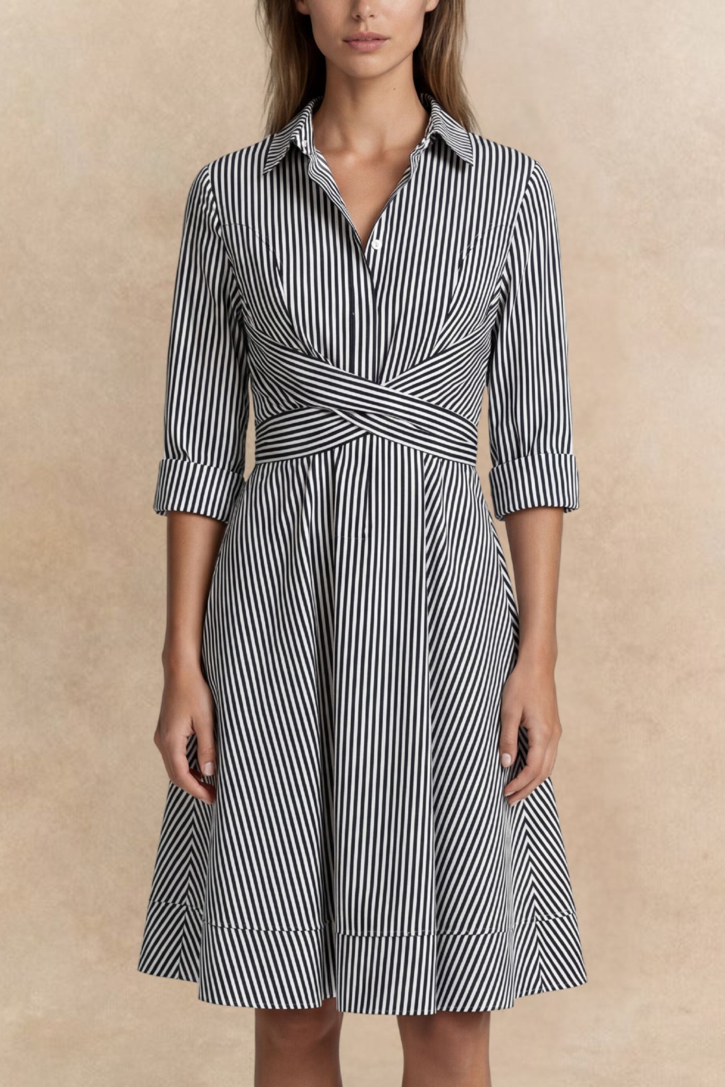 Estelle Striped Shirt Dress Tie Waist