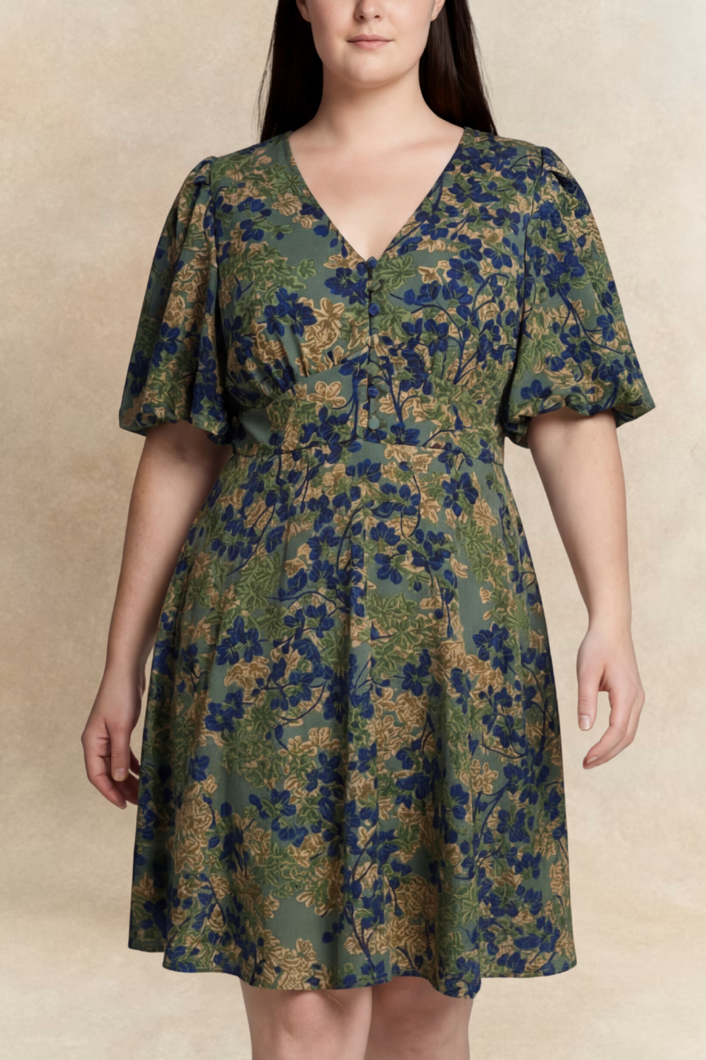 Fleur Green Floral Fit & Flare Dress