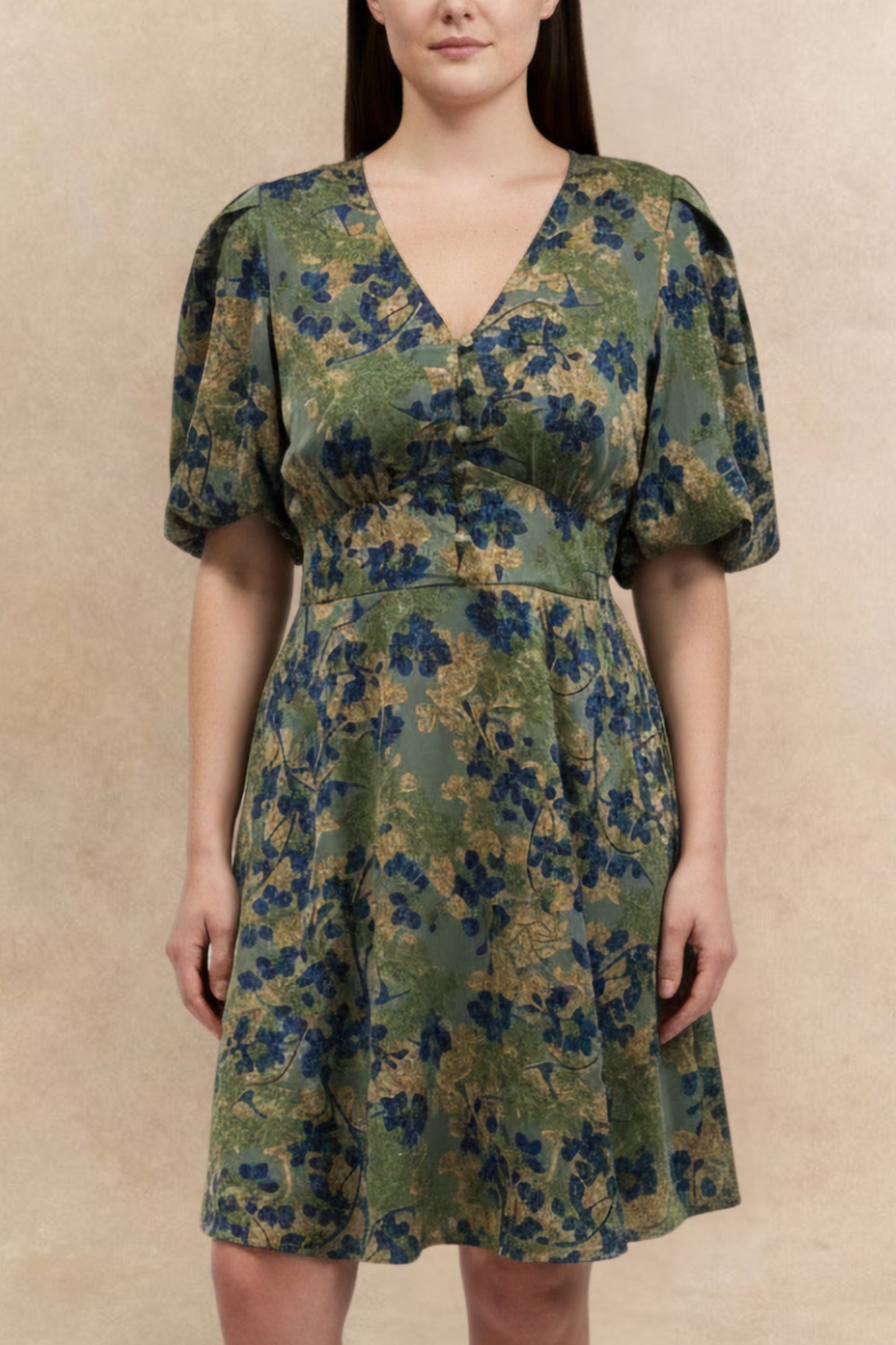 Fleur Green Floral Fit & Flare Dress