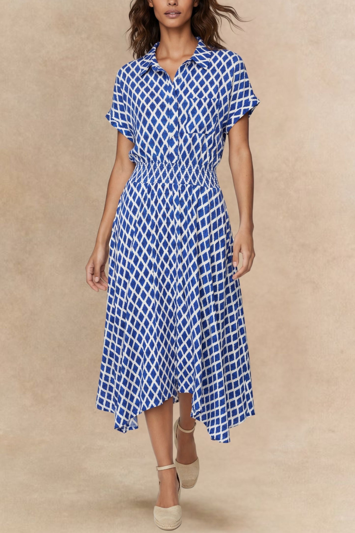 Florence Geometric Print Button Front