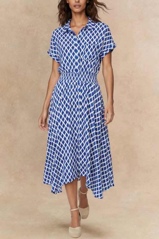 Florence Geometric Print Button Front