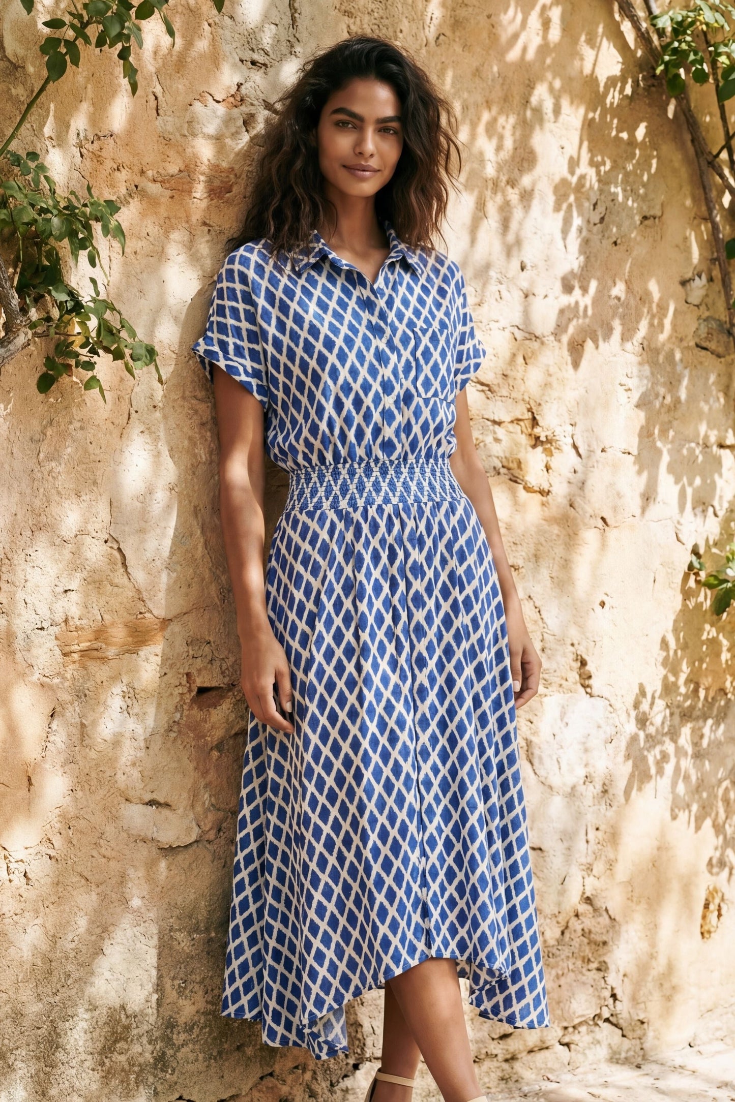 Florence Geometric Print Button Front