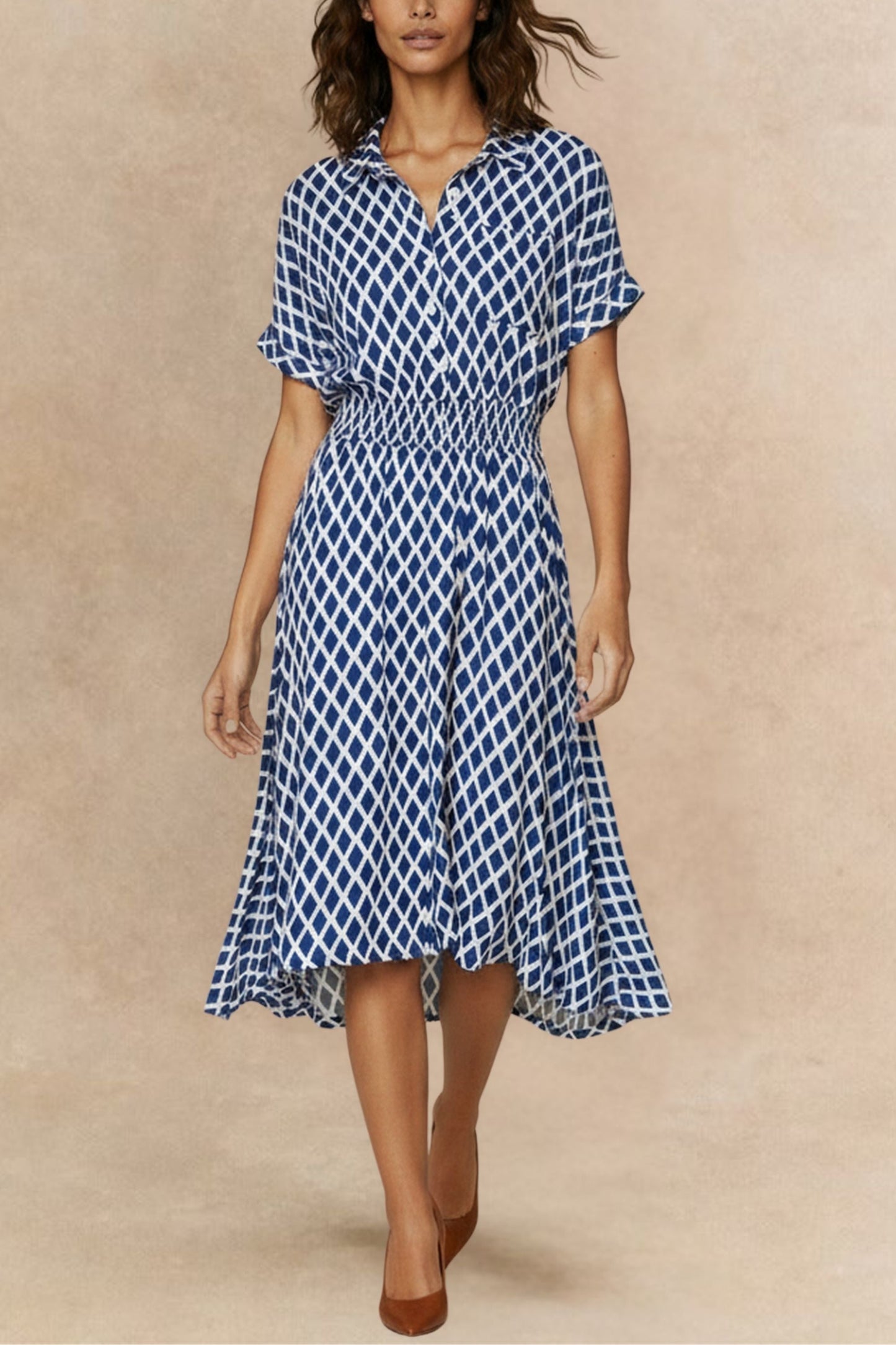 Florence Geometric Print Button Front