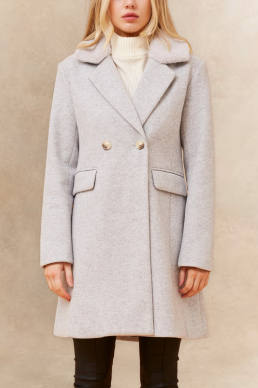 Freja Double Breasted Coat Notched Lapel Elegant Warm Chic