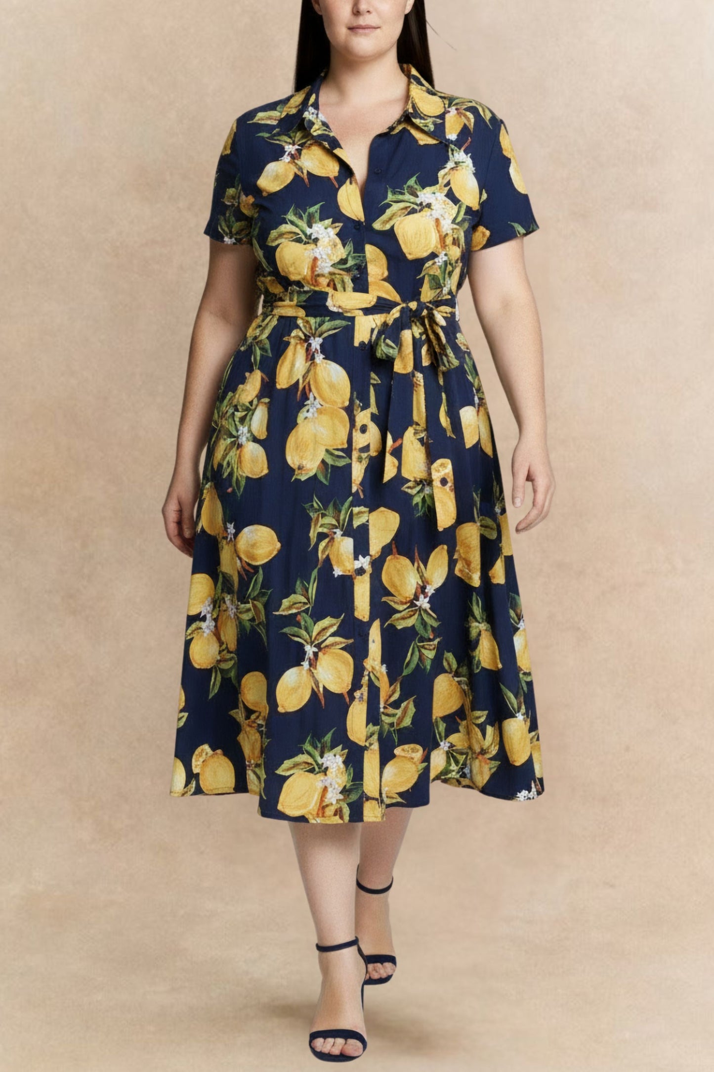 Galia Midi Lemon Shirt Dress