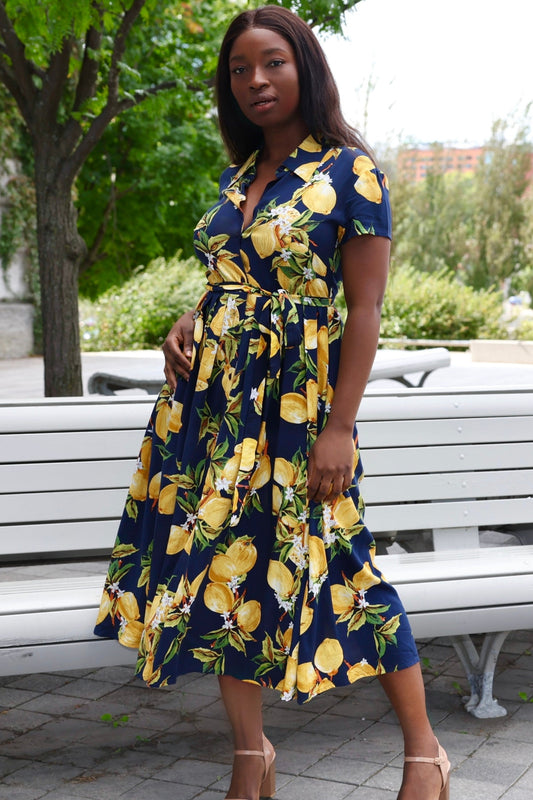 Galia Midi Lemon Shirt Dress