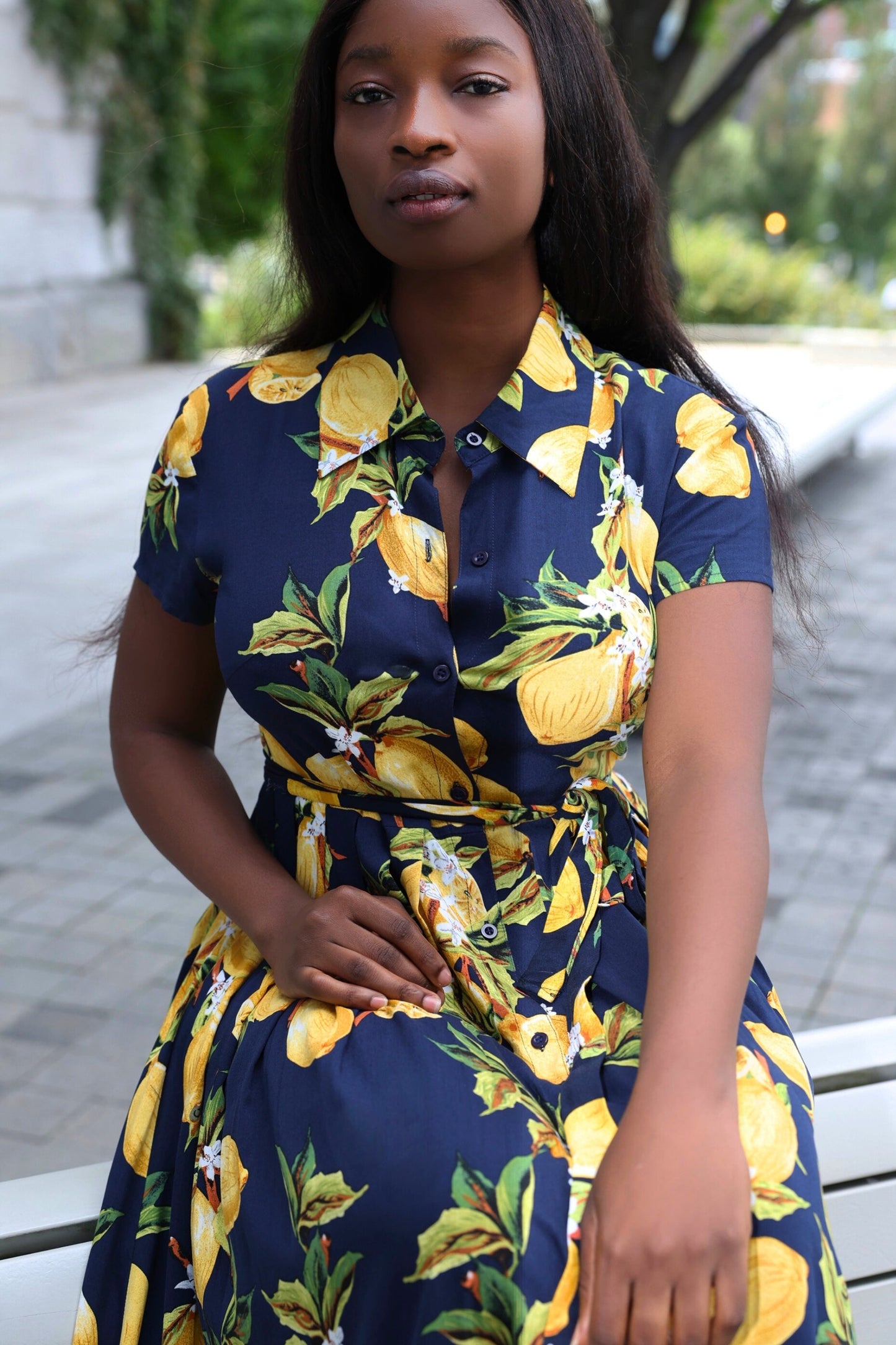 Galia Midi Lemon Shirt Dress