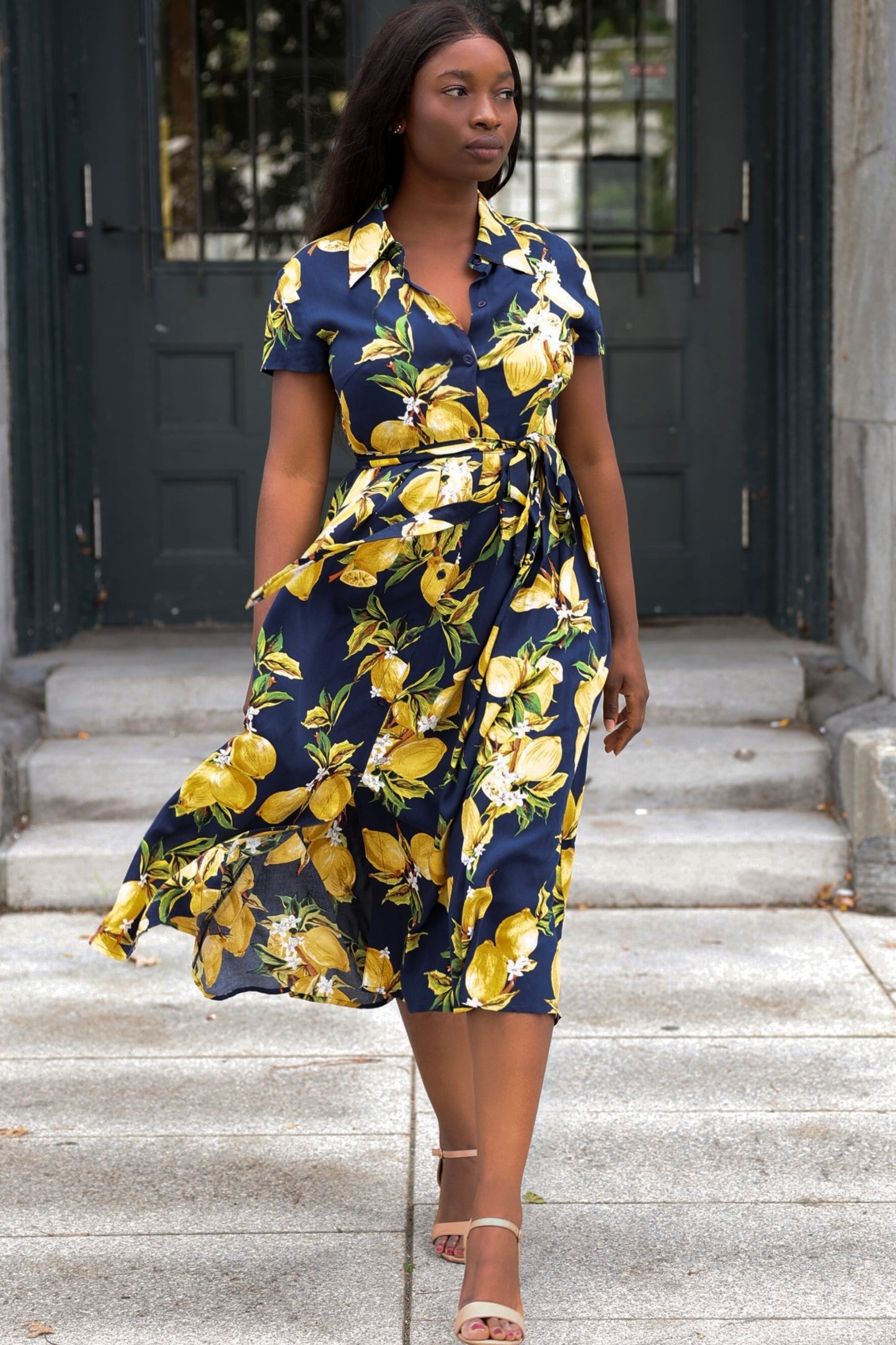 Galia Midi Lemon Shirt Dress