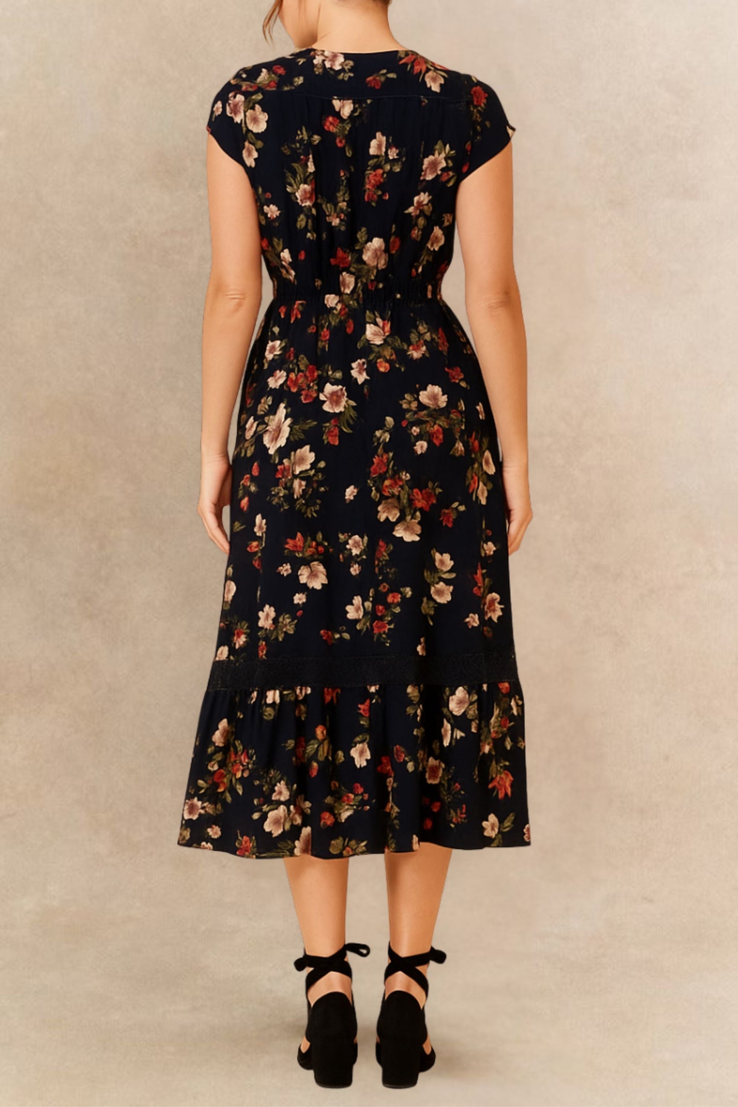 Garance Floral Button Front Maxi Dress Smocked Waist Ruffle Hem