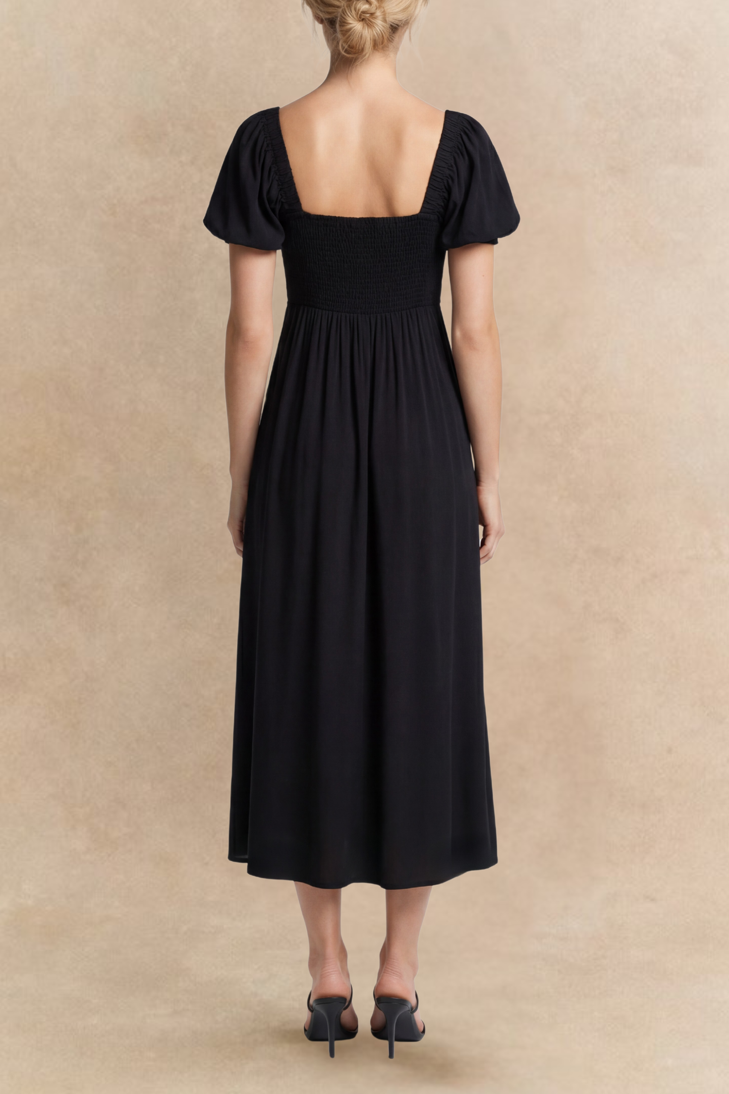 Genevieve Midi Dress Short Sleeves Front Tie