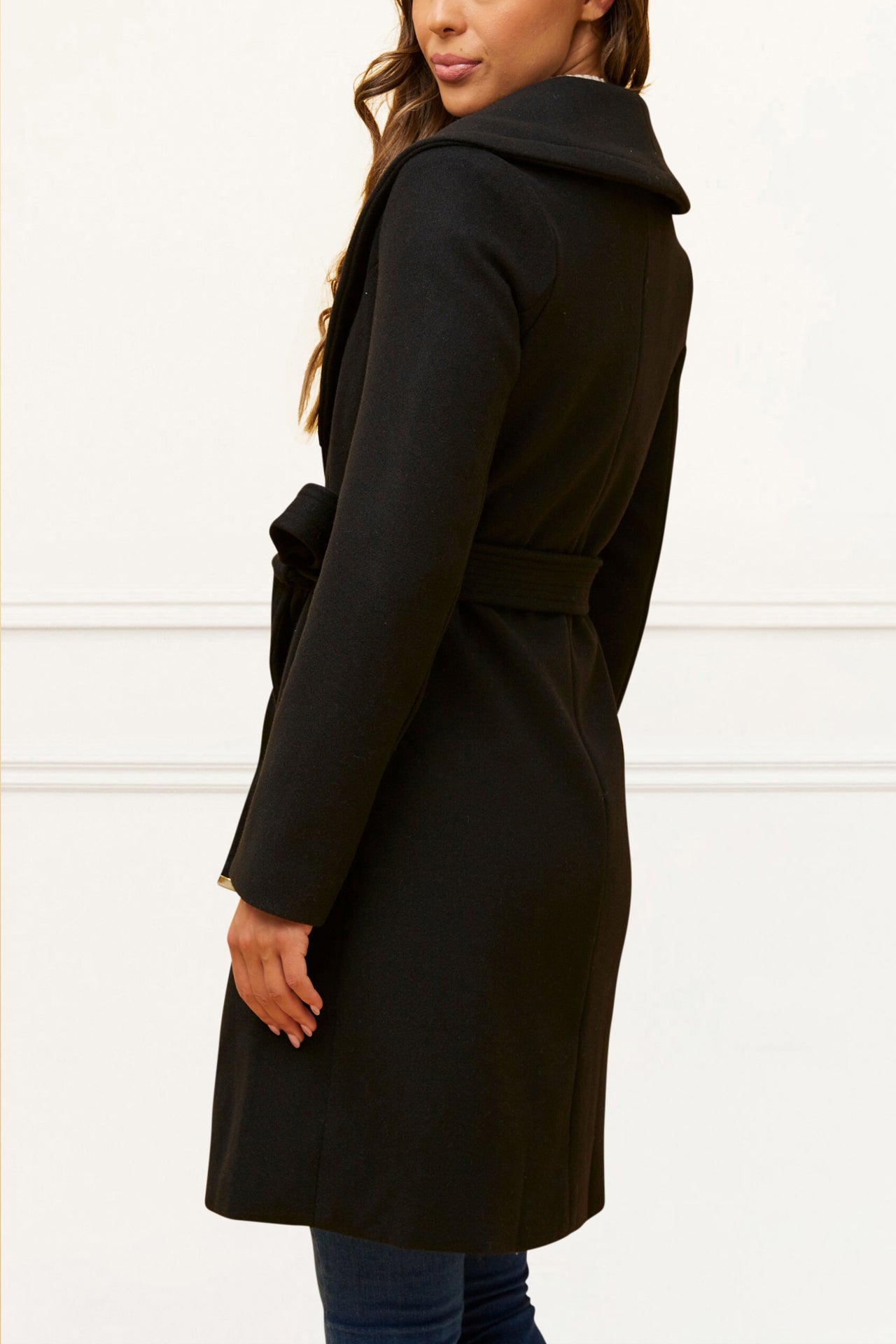 Hazel Coat Round Collar Belted Pockets - Onze Montreal Black / XS Annick