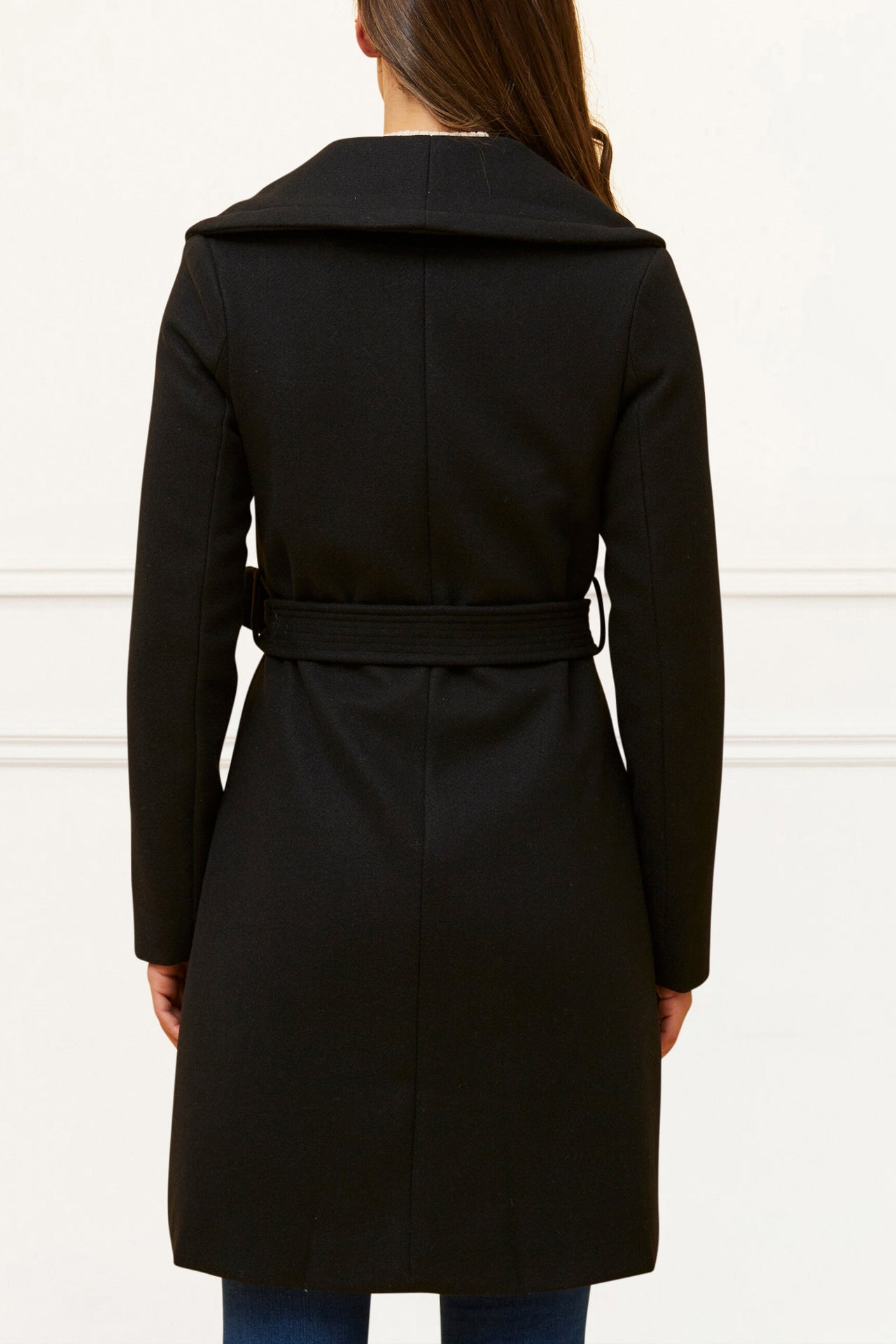 Hazel Coat Round Collar Belted Pockets - Onze Montreal Black / XS Annick