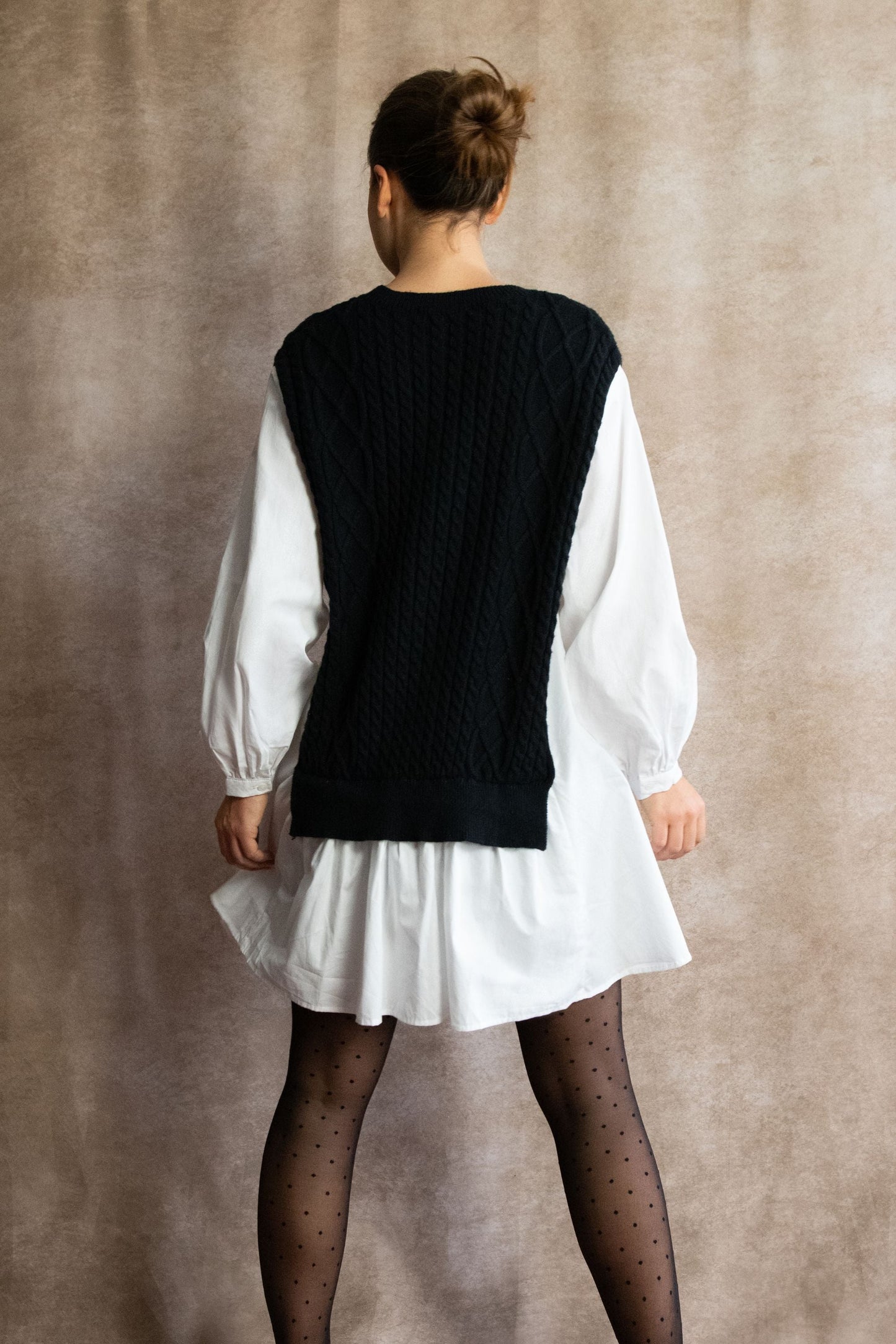 Helga Oversize Faux Layer Tunic Shirt Dress Cable Knit Sweater Trendy