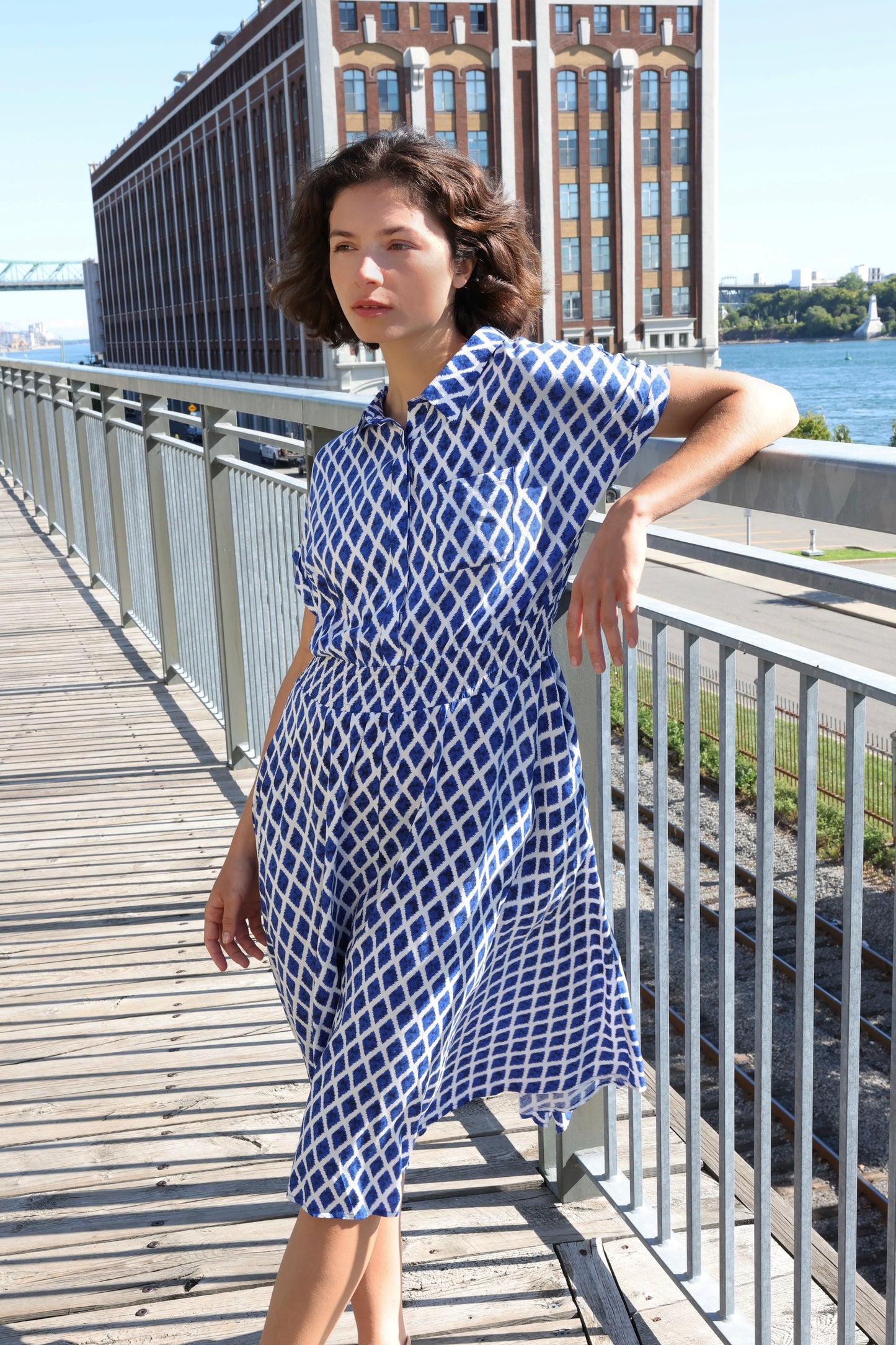 Florence Geometric Print Button Front