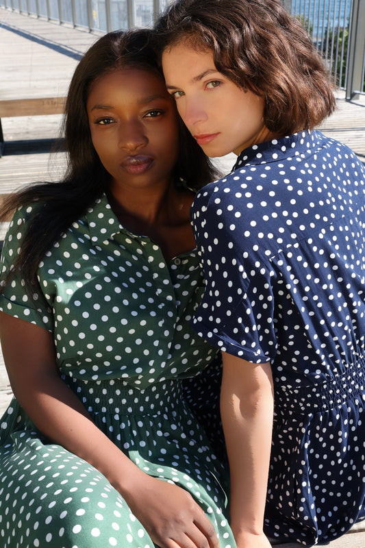 Jacqueline Polka Dot Midi Shirt Dress