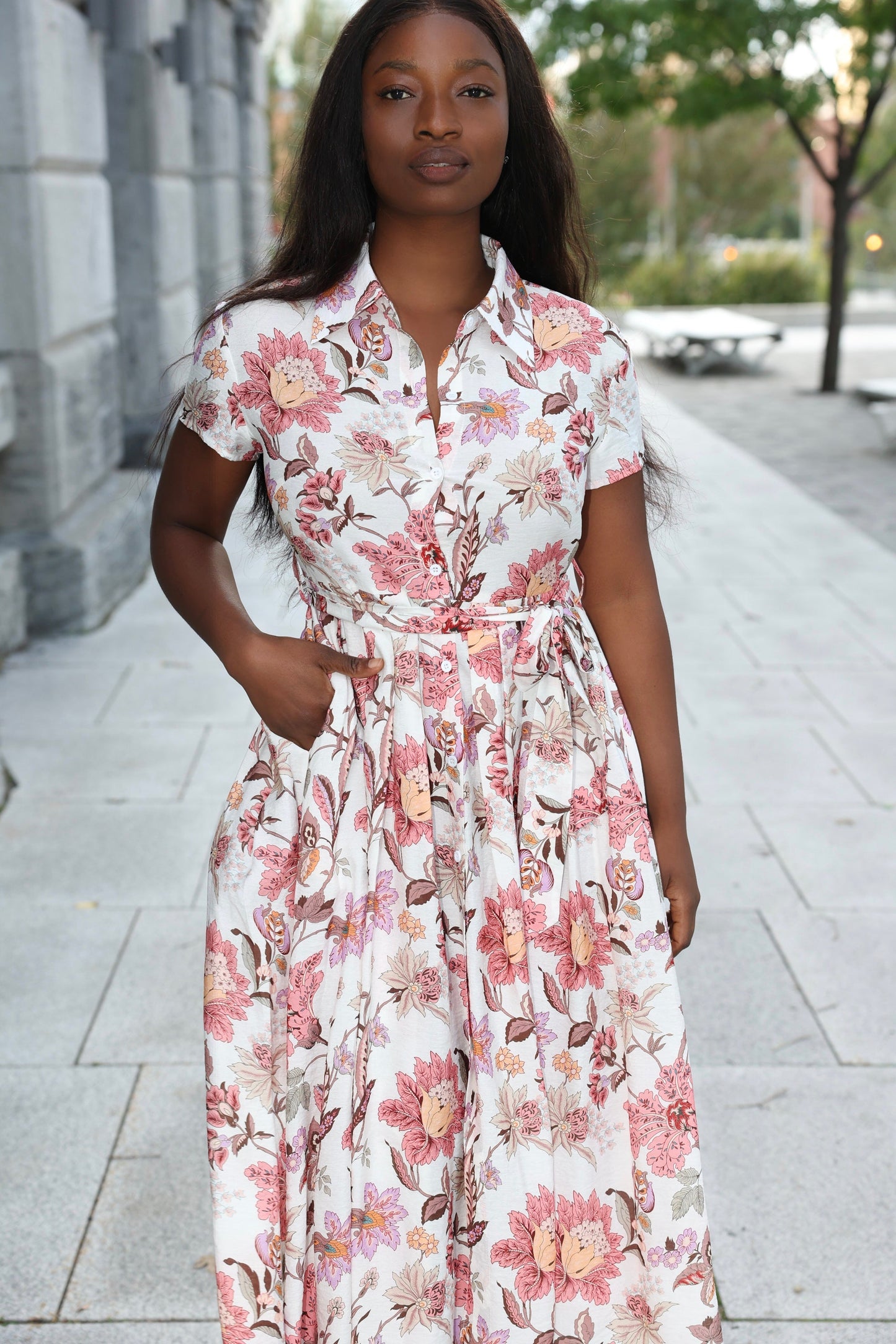 Augustine Midi Shirt Dress Floral Print