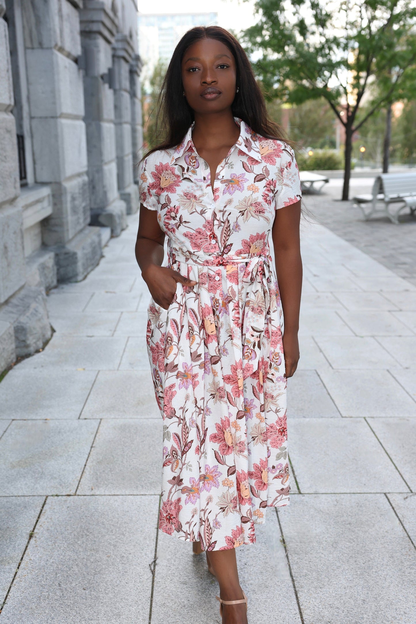Augustine Midi Shirt Dress Floral Print