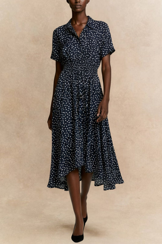 Jacqueline Polka Dot Shirt Dress Midi