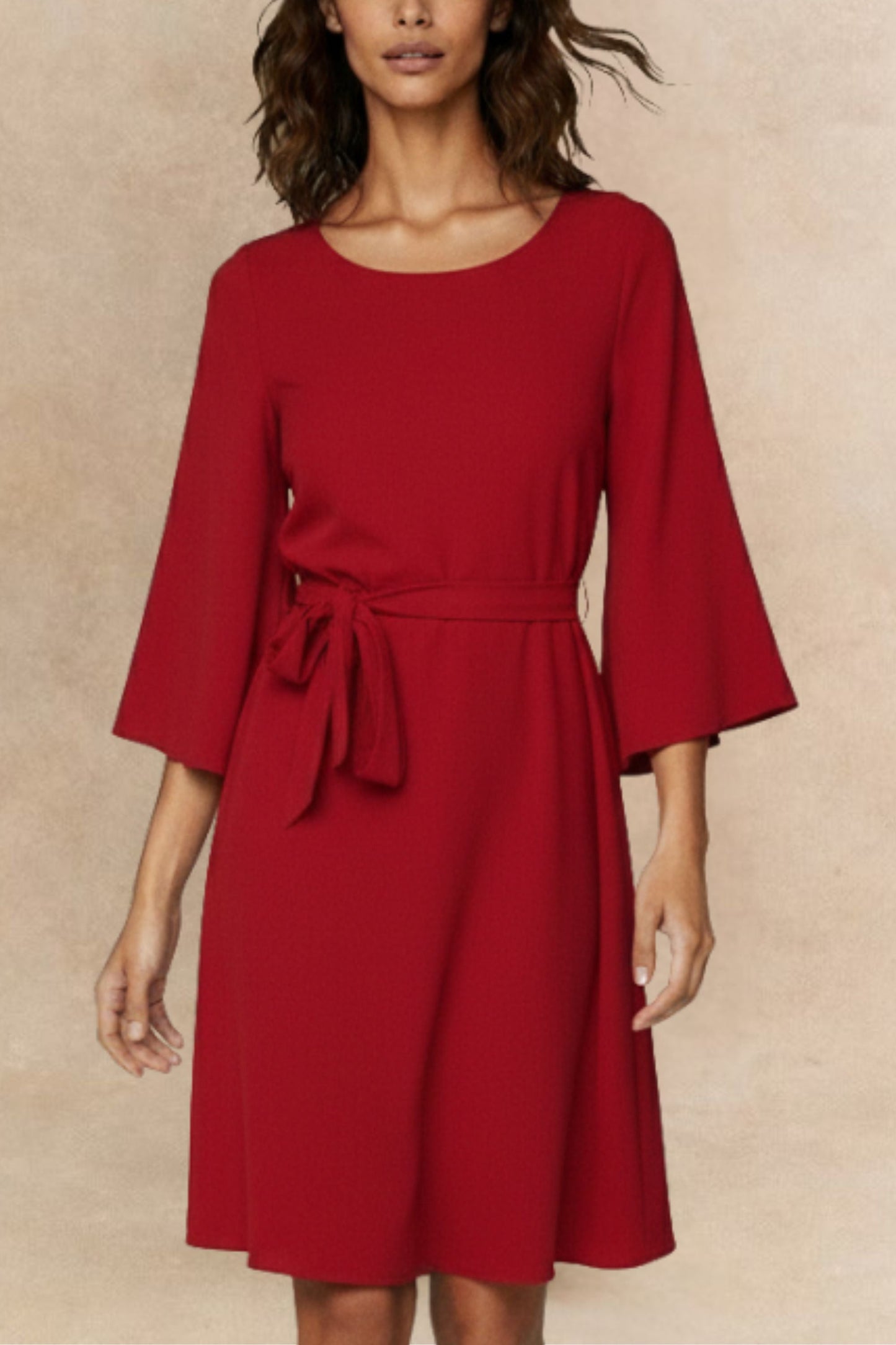 Jennifer Solid Belted Dress