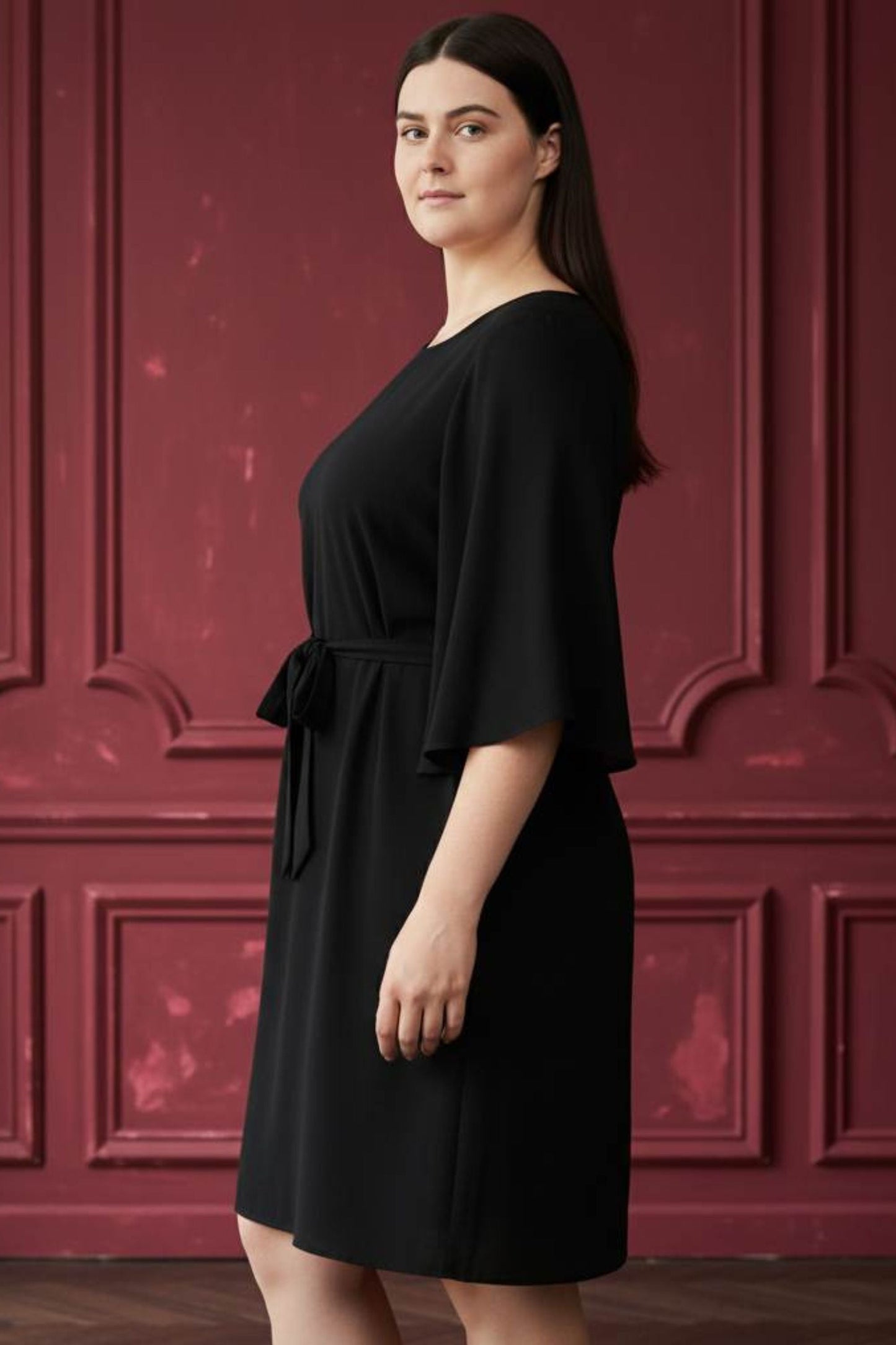 Jennifer Solid Belted Dress