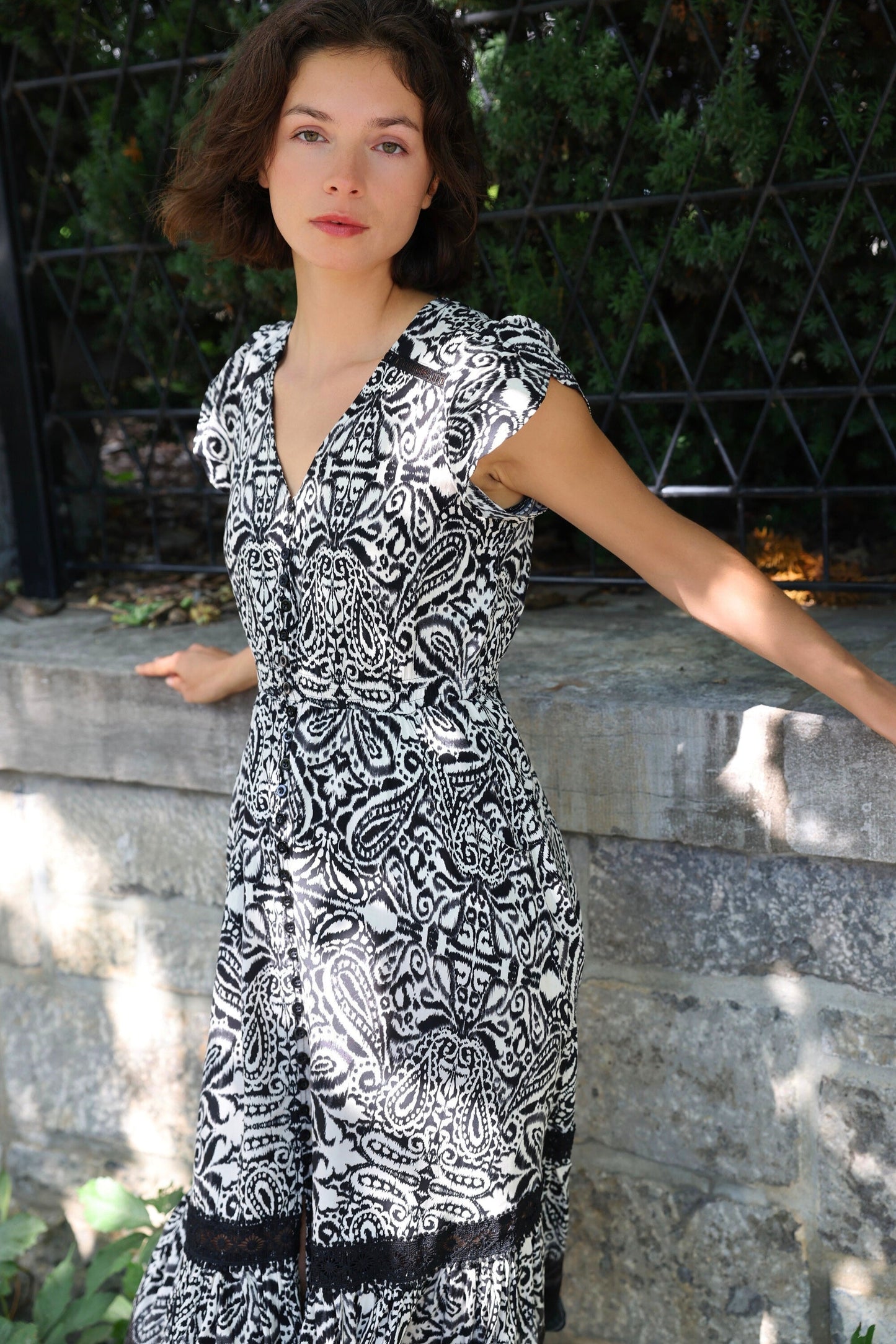 Kayla Boho V-Neck Midi Dress